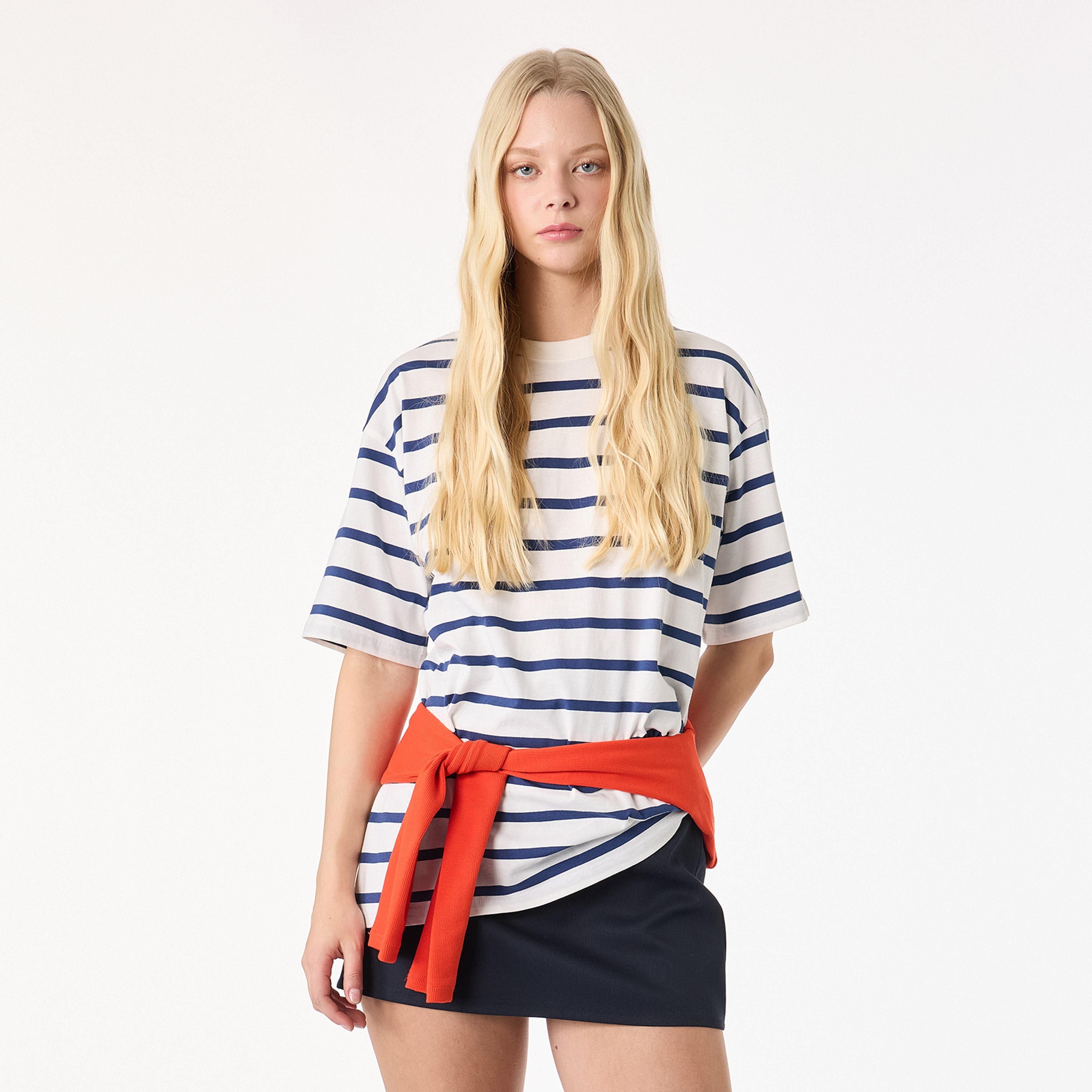 تيشيرت قطني نسائي مخطط من كوتون-women-clothing-tshirts-image-1