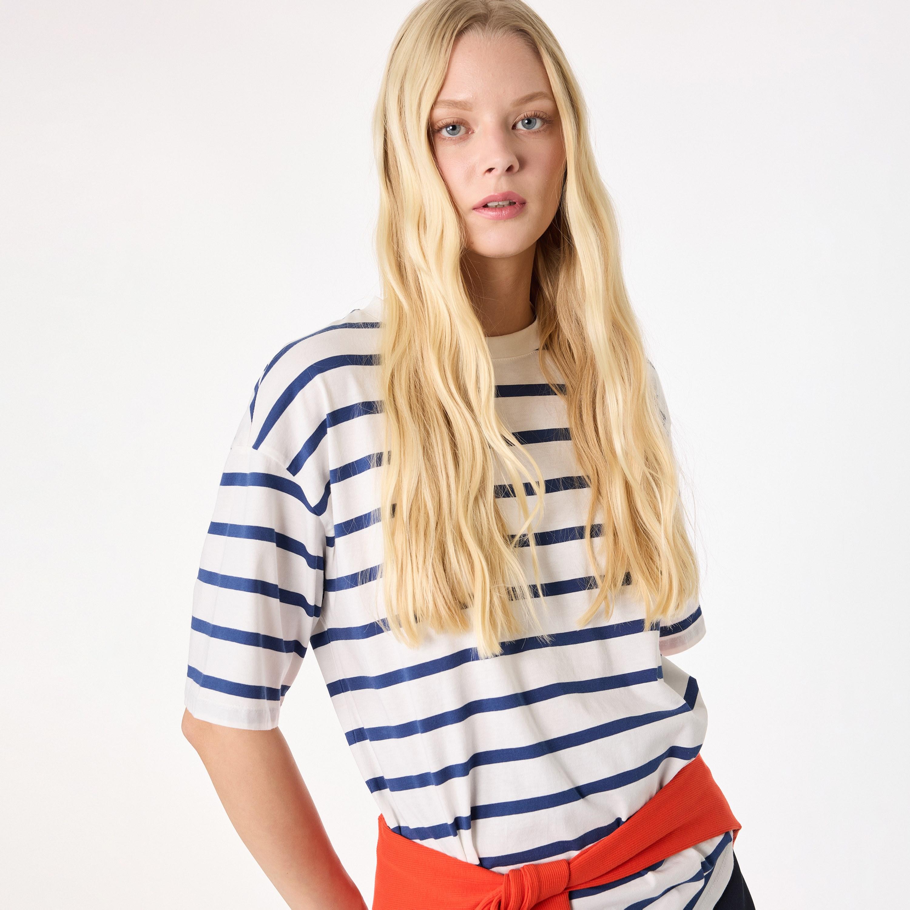 تيشيرت قطني نسائي مخطط من كوتون-women-clothing-tshirts-image-3