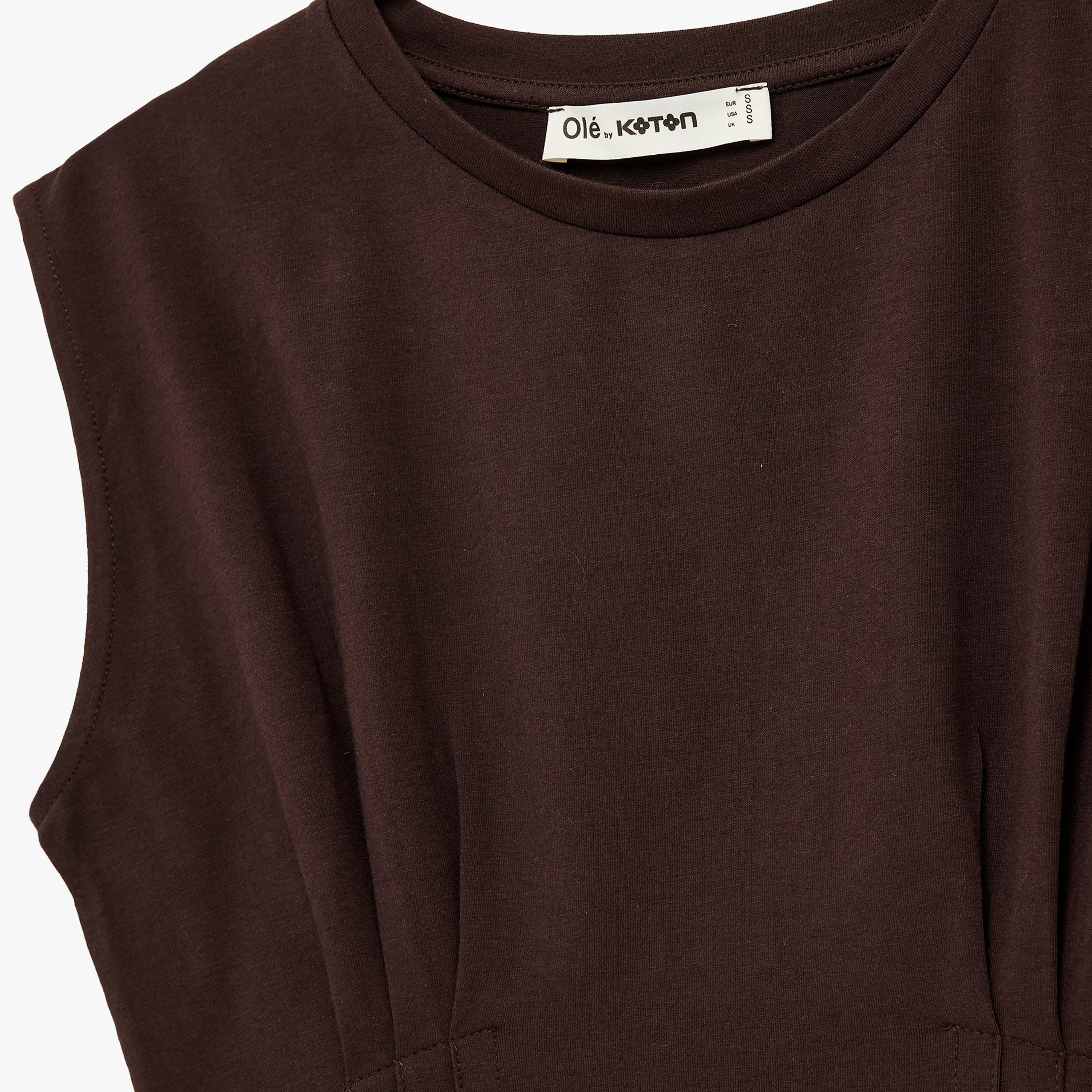 KOTON Brown Women's T-Shirt-women-clothing-tshirts-image-5