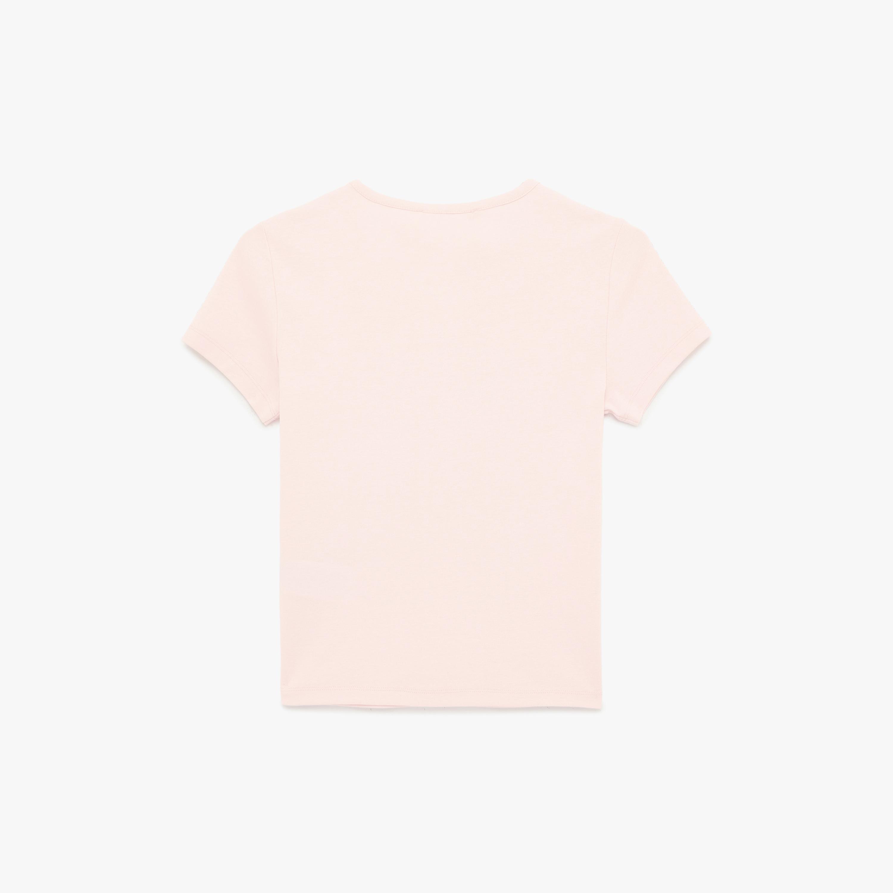 تيشيرت نسائي بطبعة "غرافيك" الزهور بلون وردي من كوتون-women-clothing-tshirts-image-4
