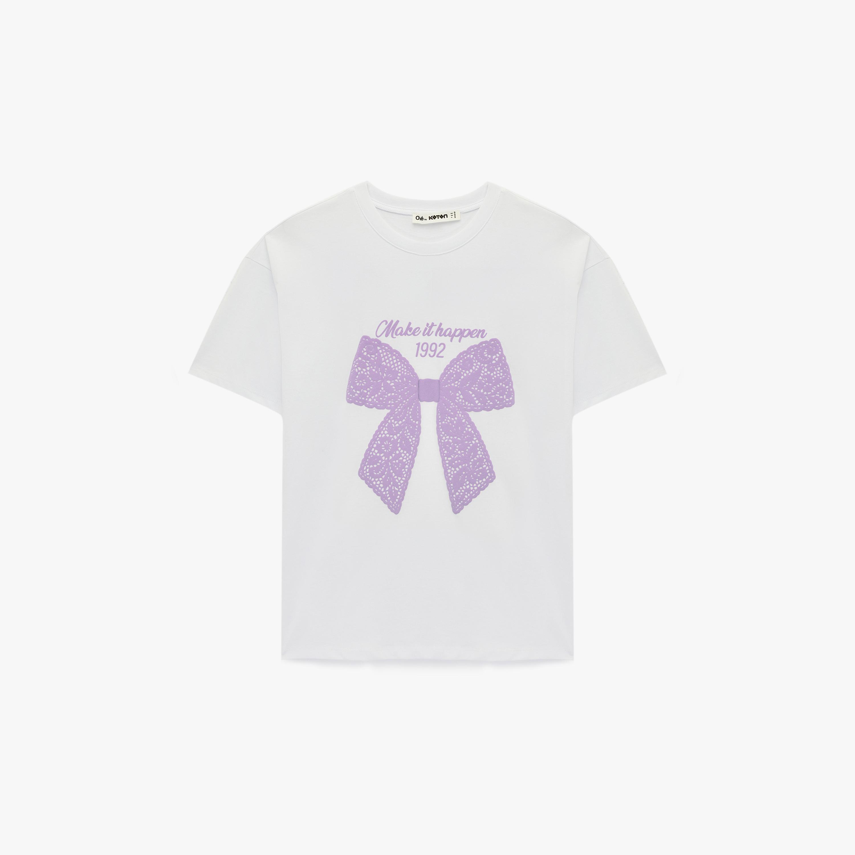 تيشيرت قطني نسائي بطبعة "غرافيك" لفيونكة بلون أبيض من كوتون-women-clothing-tshirts-image-4