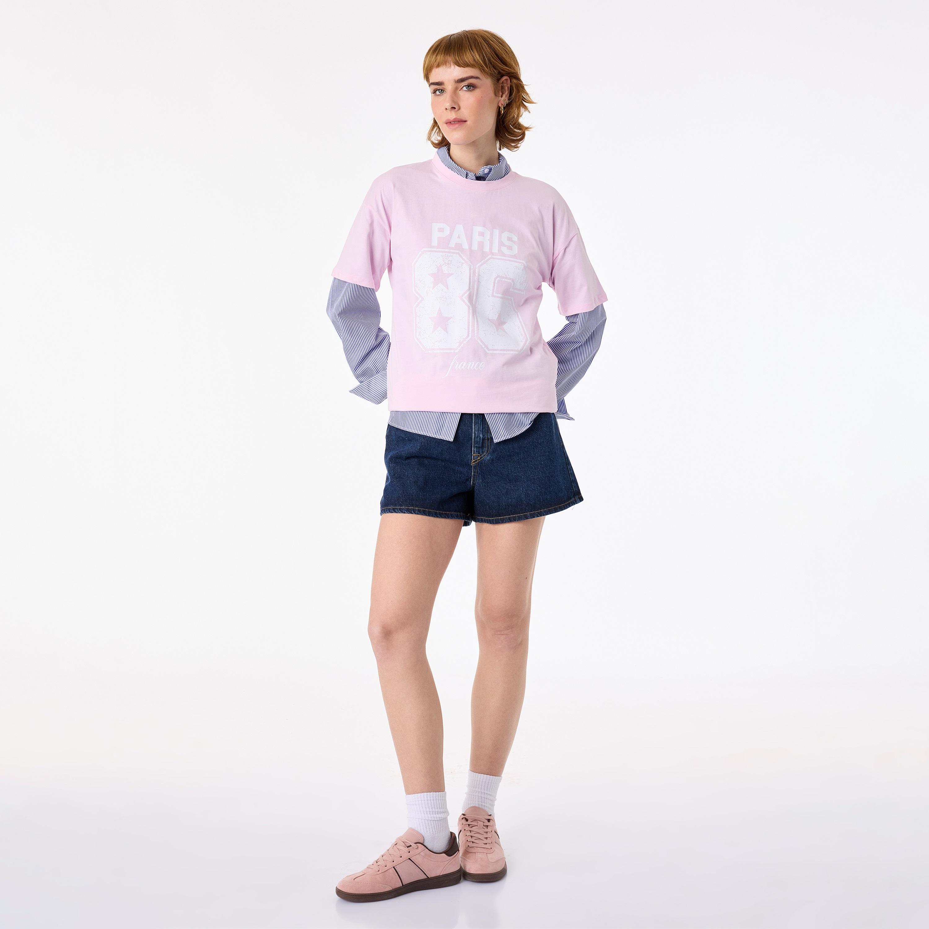 تي شيرت نسائي قطني بطبعة جرافيكية باللون الوردي من كوتون-women-clothing-tshirts-image-2