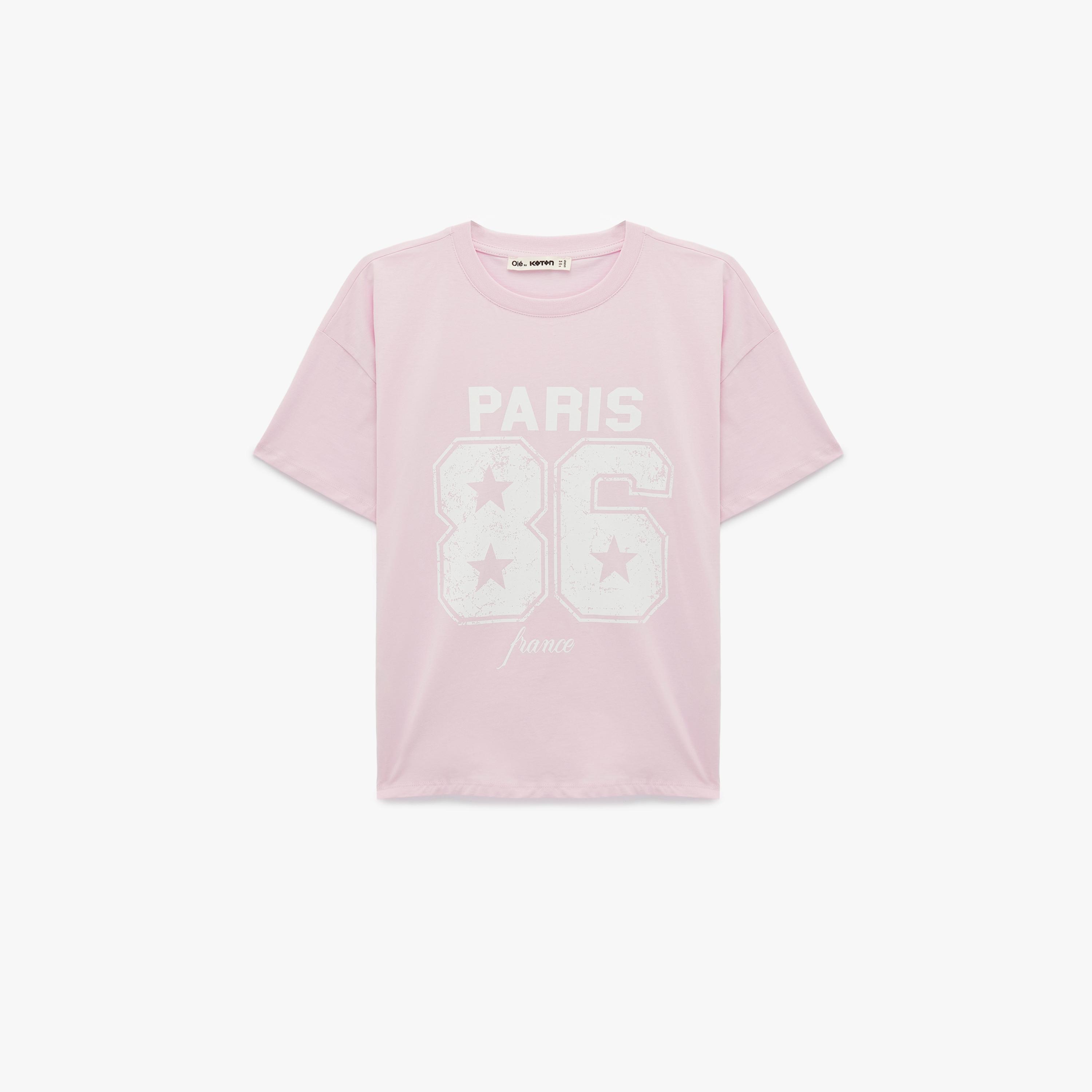 KOTON Pink Graphic Print Cotton Women's T-Shirt-women-clothing-tshirts-image-4