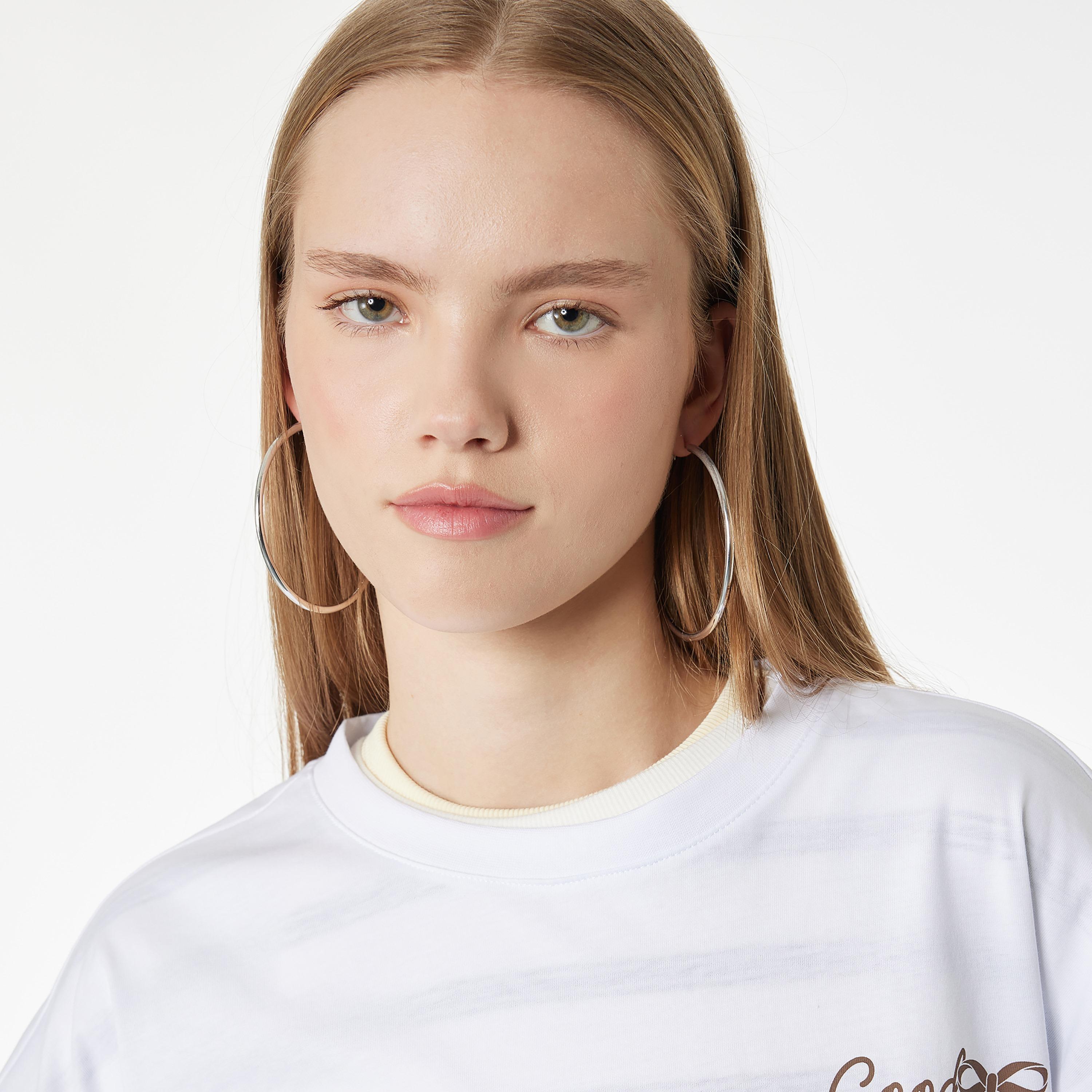 KOTON White Text-Print Cotton Women's T-Shirt-women-clothing-tshirts-image-3