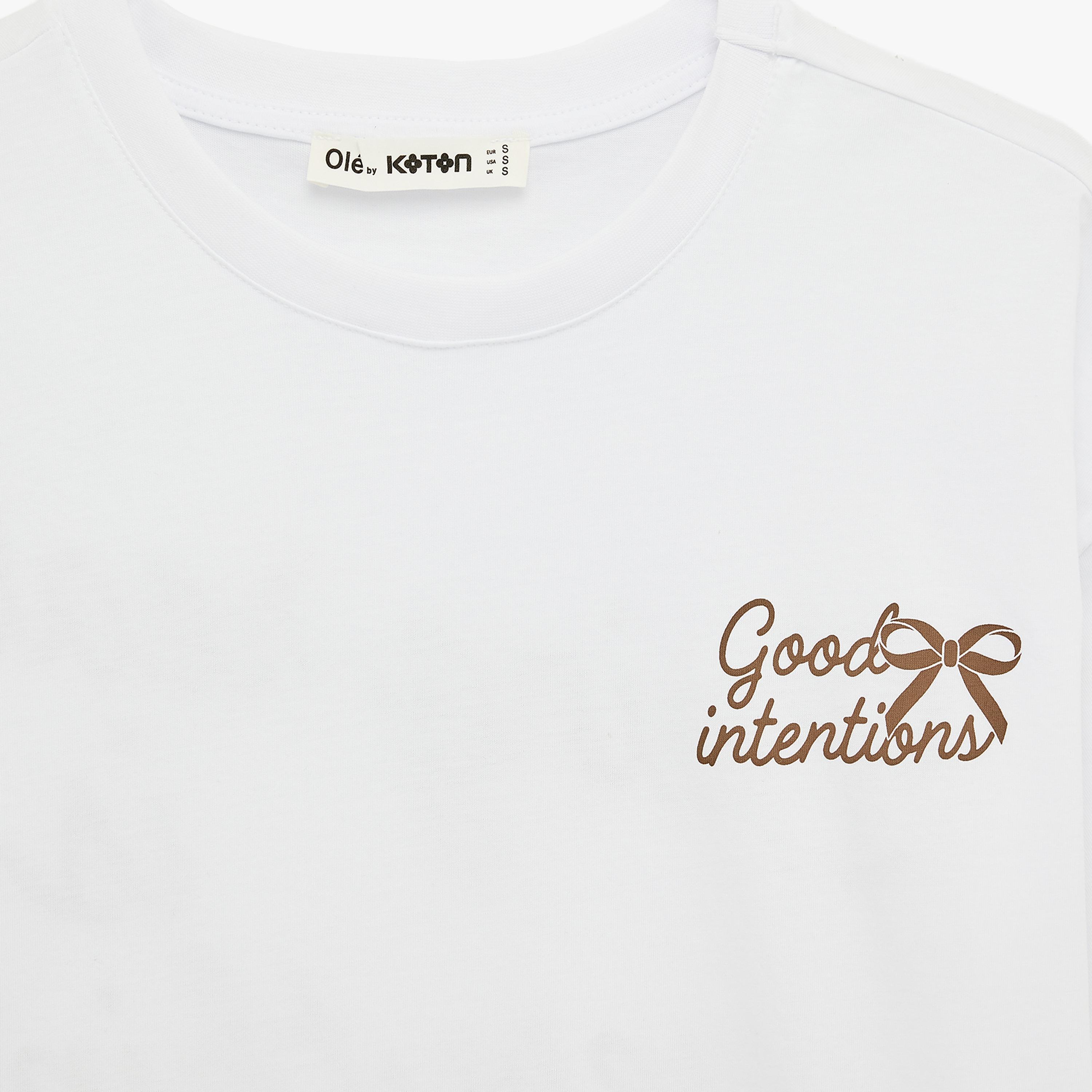 KOTON White Text-Print Cotton Women's T-Shirt-women-clothing-tshirts-image-6