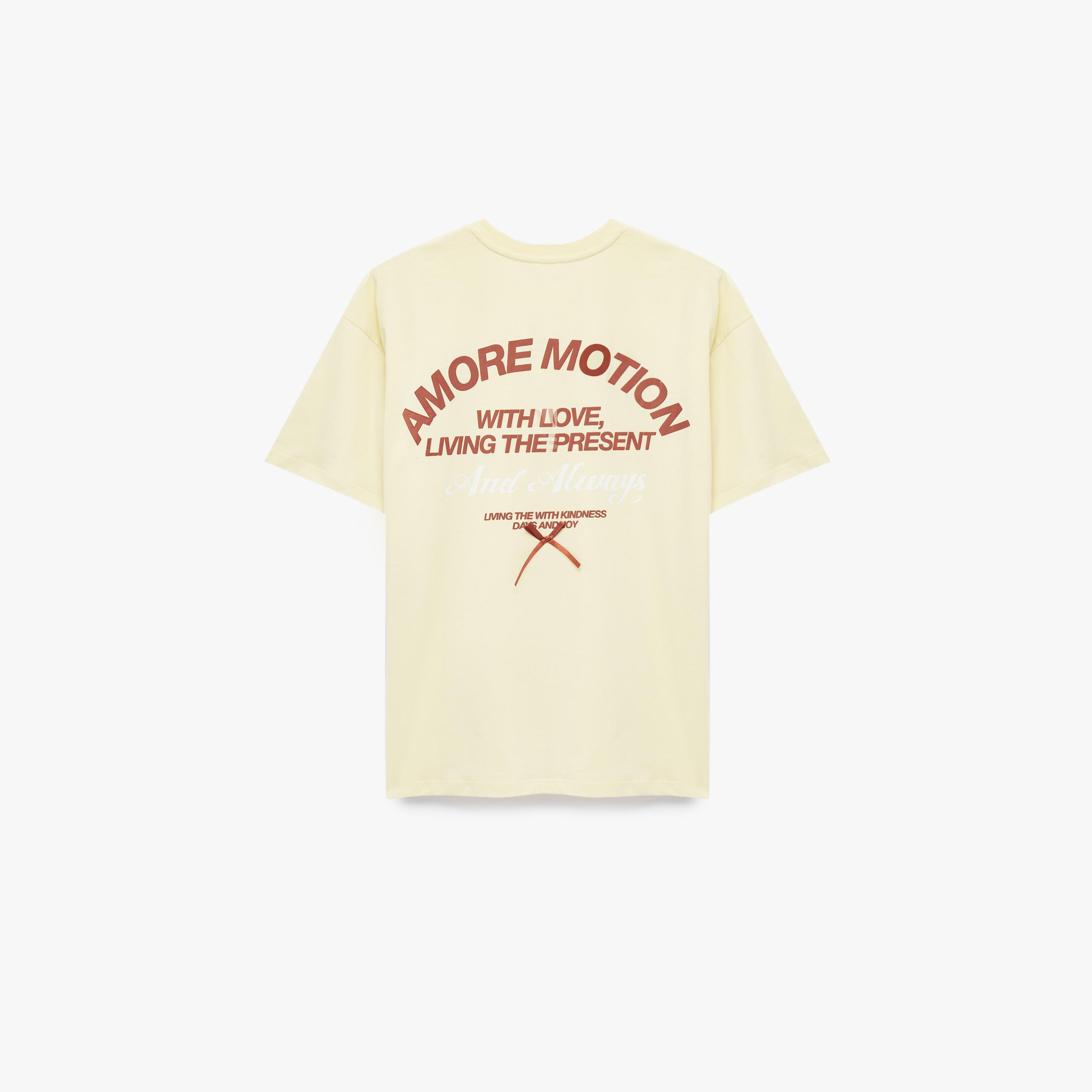 KOTON Yellow Typographic Text Cotton Women's T-Shirt-women-clothing-tshirts-image-5
