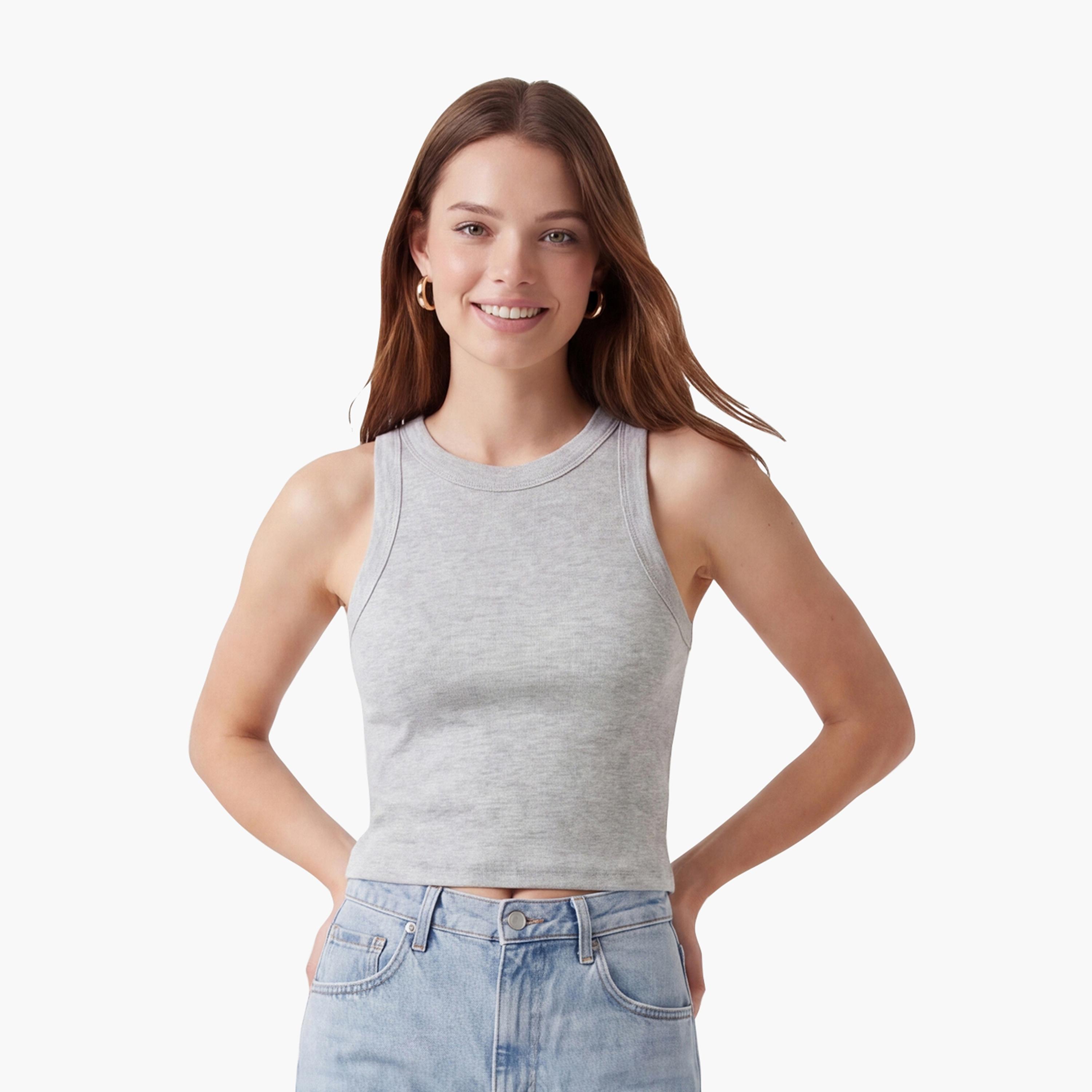 بلوزة نسائية بلون رمادي ميلانج من كوتون-women-clothing-shirtsandblouses-blouses-image-1