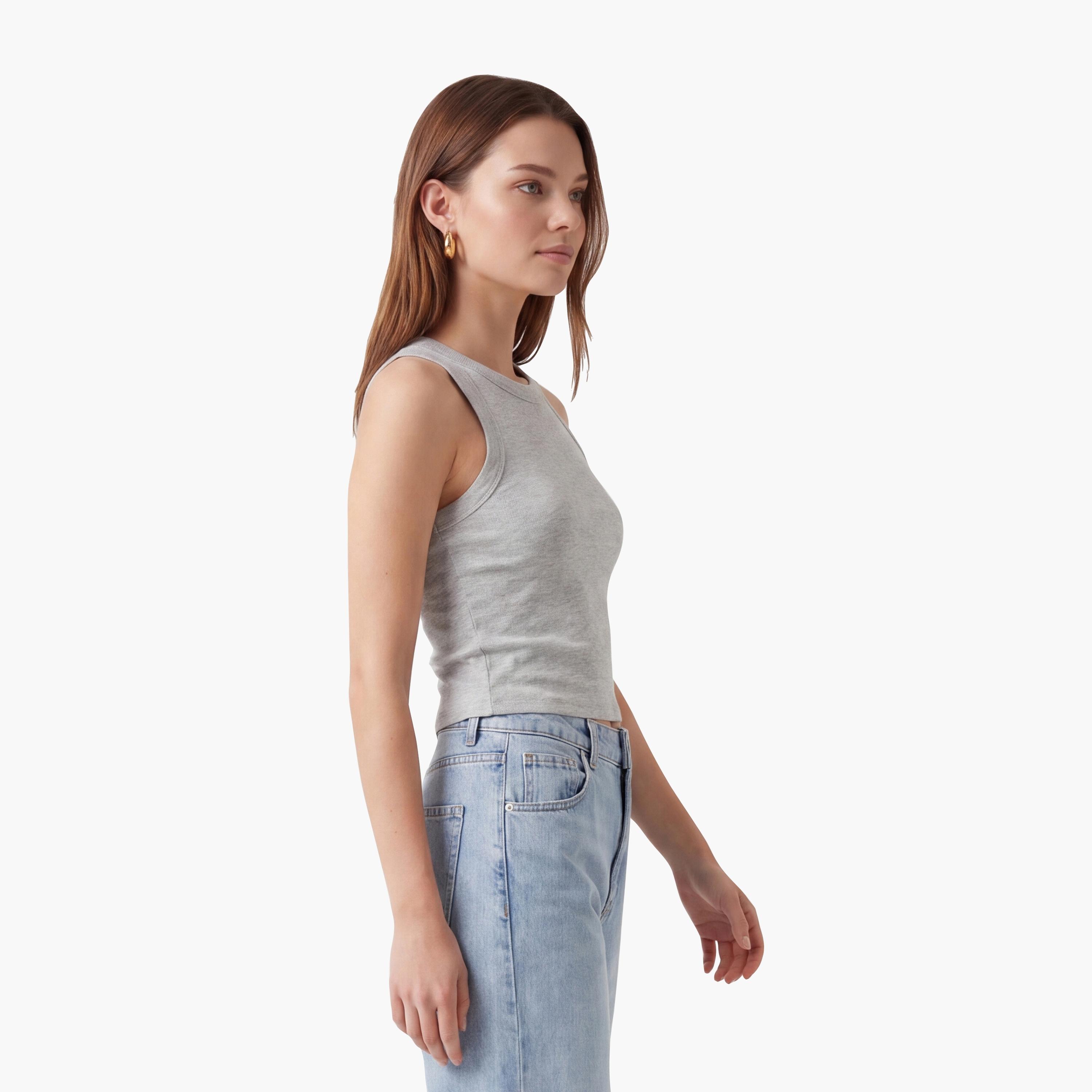 بلوزة نسائية بلون رمادي ميلانج من كوتون-women-clothing-shirtsandblouses-blouses-image-3