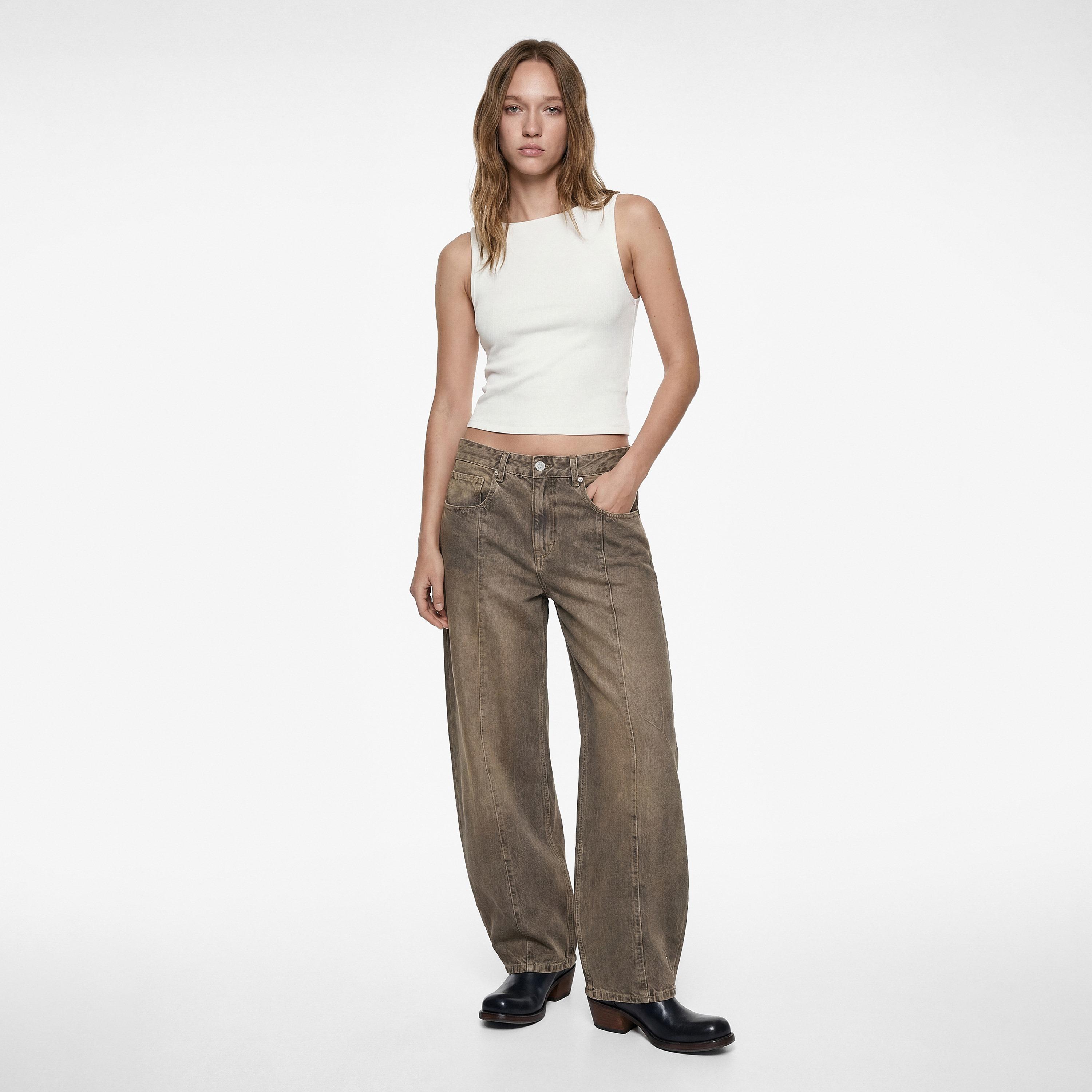 KOTON Off-White Ribbed Boat Neck Women's Cropped Top-women-clothing-shirtsandblouses-blouses-image-2