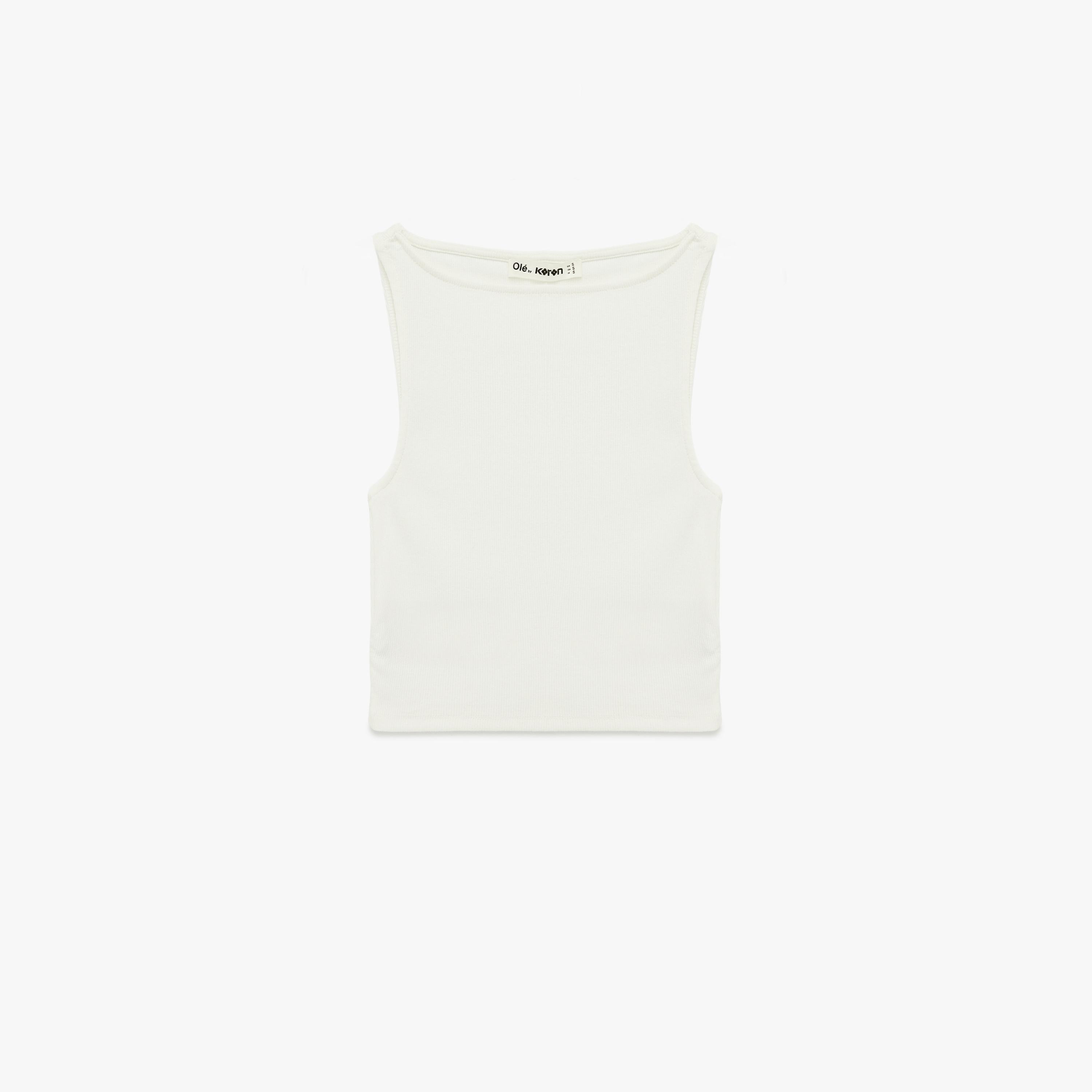 توب كروپ نسائي مضلع بقصة رقبة قارب بلون أوف وايت من كوتون-women-clothing-shirtsandblouses-blouses-image-3