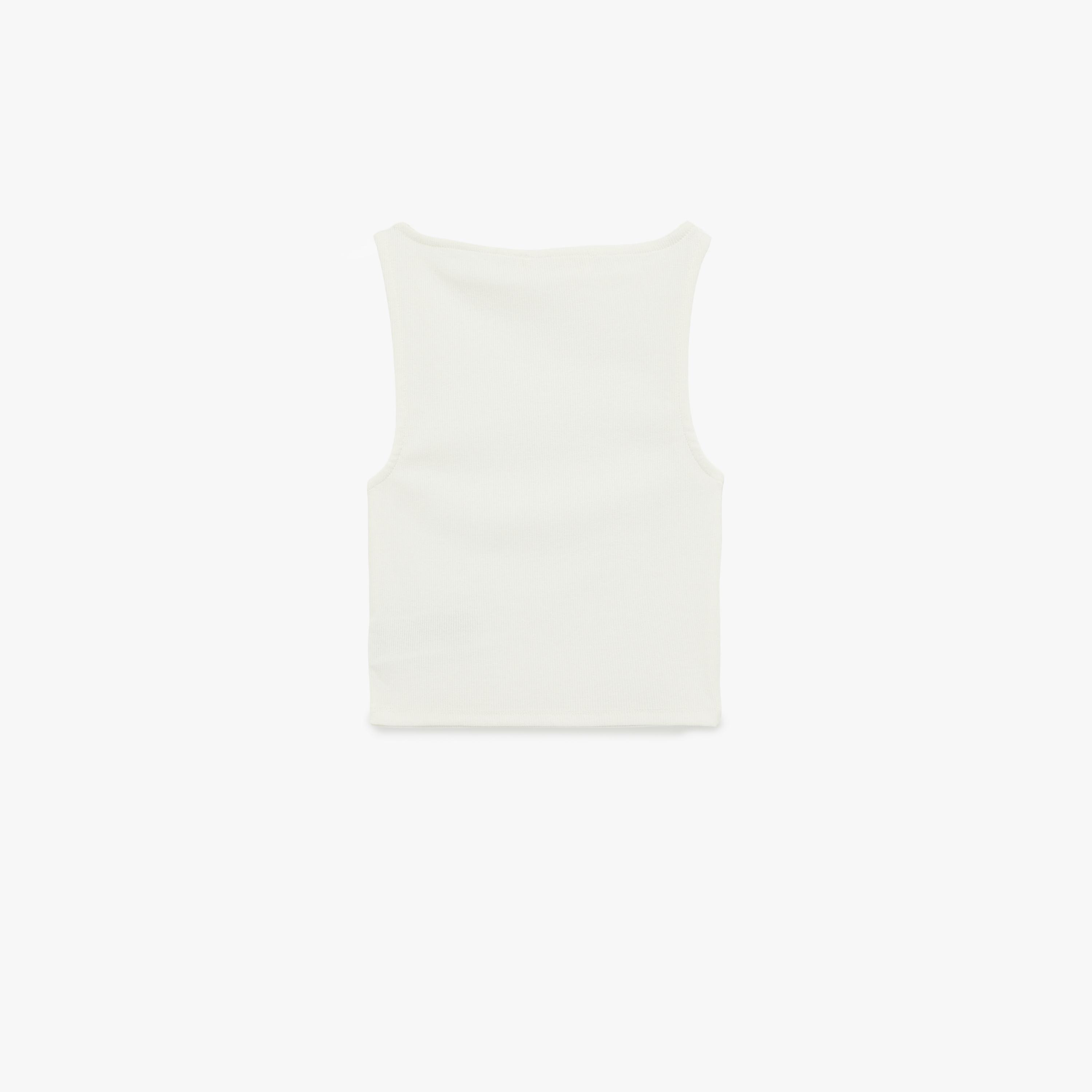 KOTON Off-White Ribbed Boat Neck Women's Cropped Top-women-clothing-shirtsandblouses-blouses-image-4