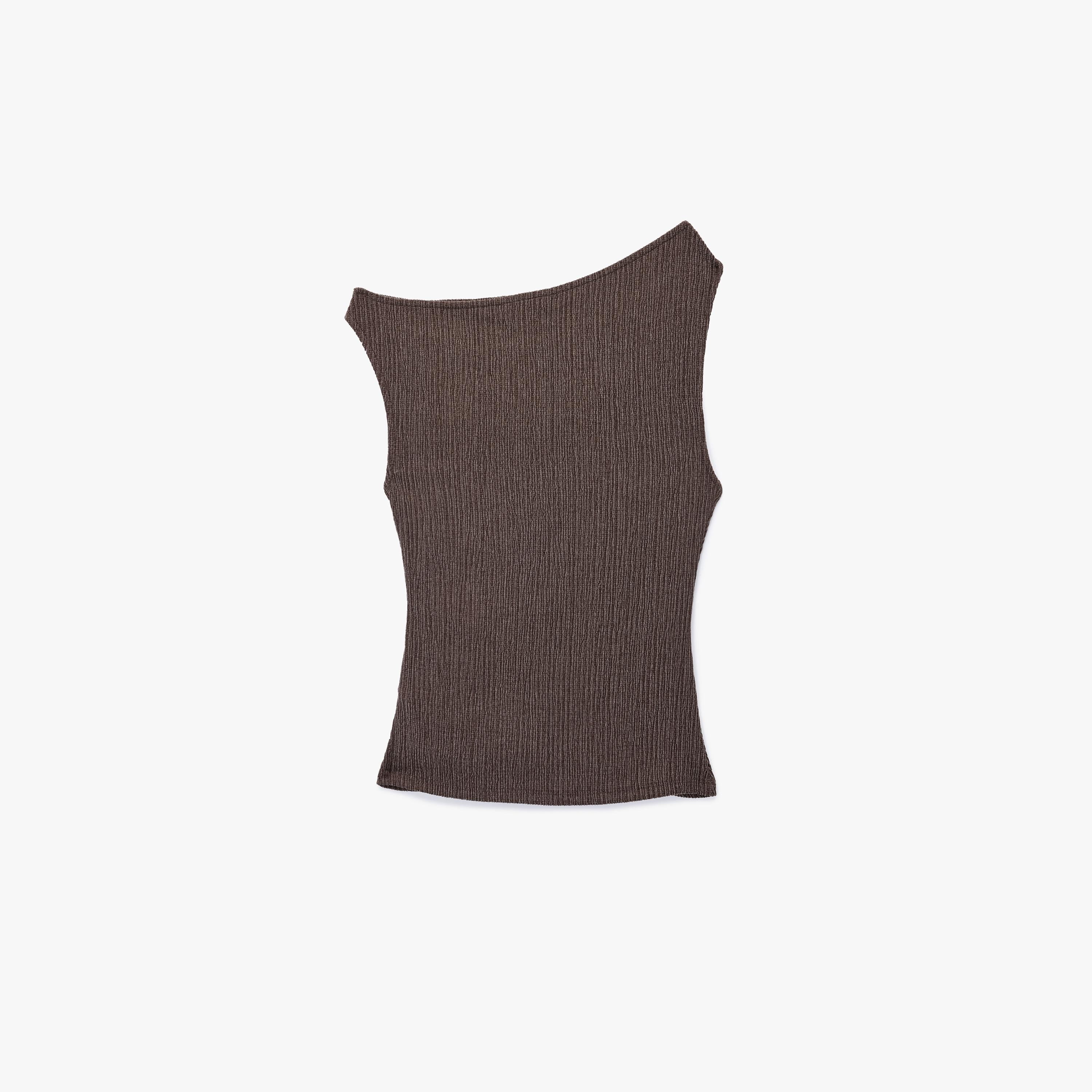 توب نسائي بزمزمات وكتف واحد من كوتون-women-clothing-shirtsandblouses-blouses-image-4