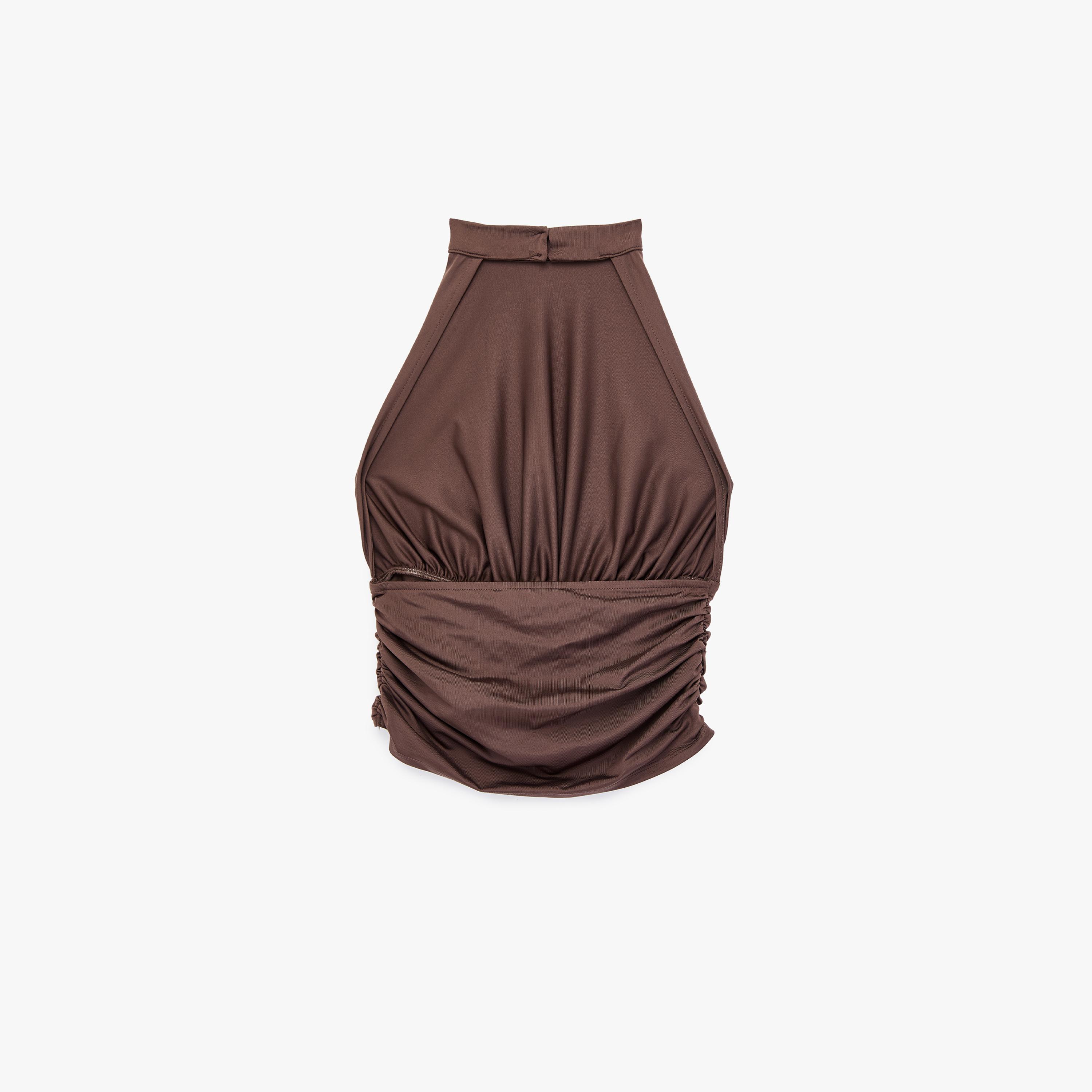 KOTON Brown Nylon Halter Neck Women's Top-women-clothing-shirtsandblouses-blouses-image-4
