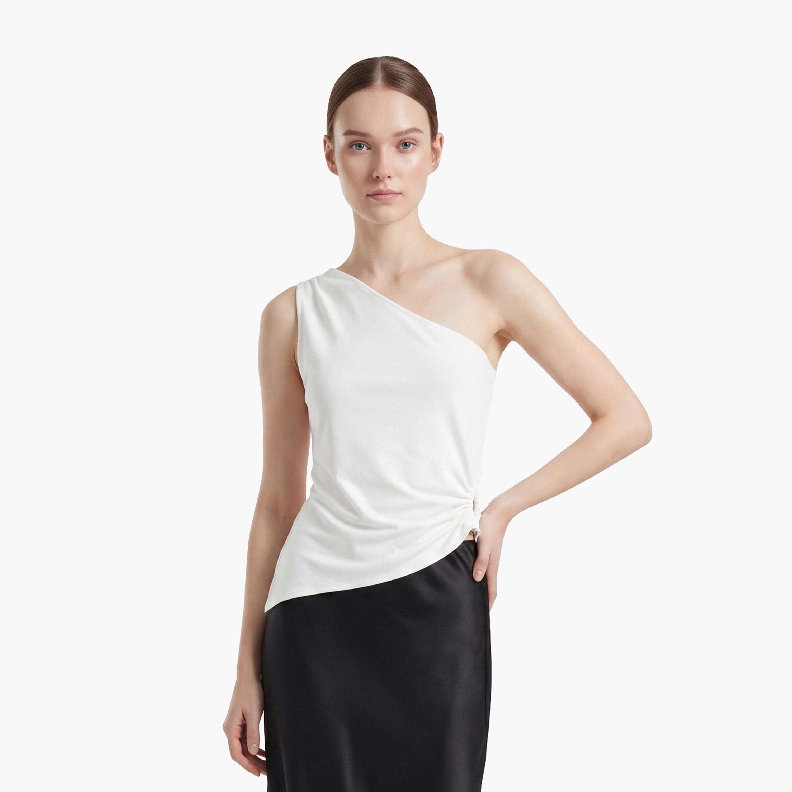 KOTON White One-Shoulder Women's Tank Top-women-clothing-shirtsandblouses-blouses-image-1