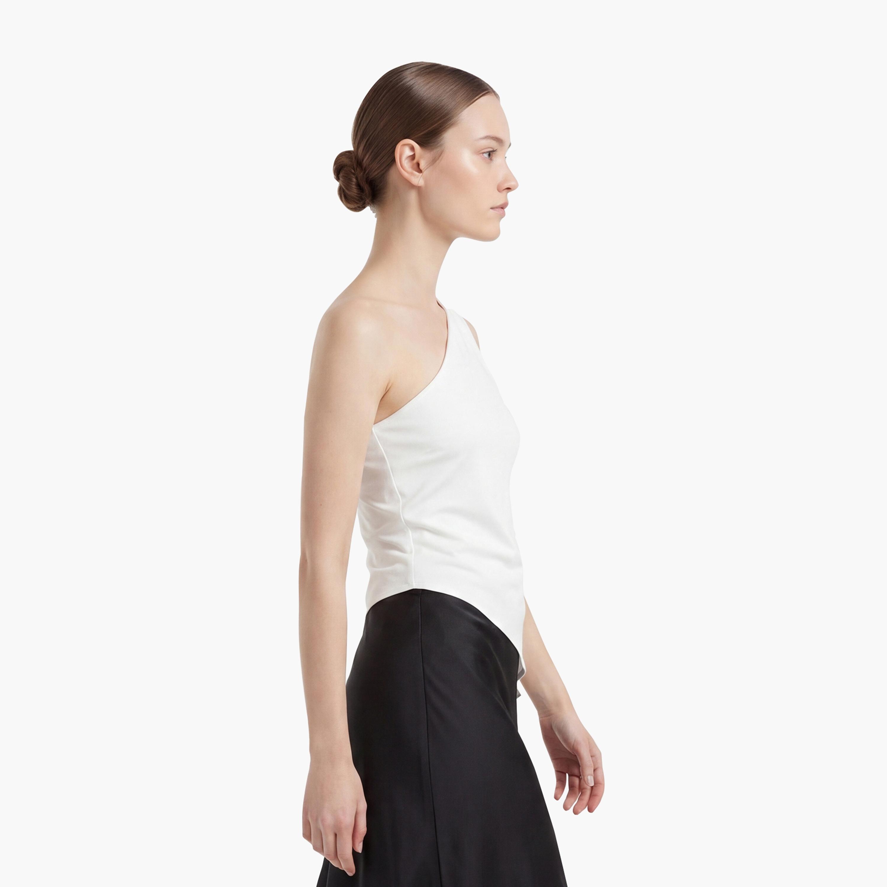 توب تانك نسائي بكتف واحد بلون أبيض من كوتون-women-clothing-shirtsandblouses-blouses-image-3
