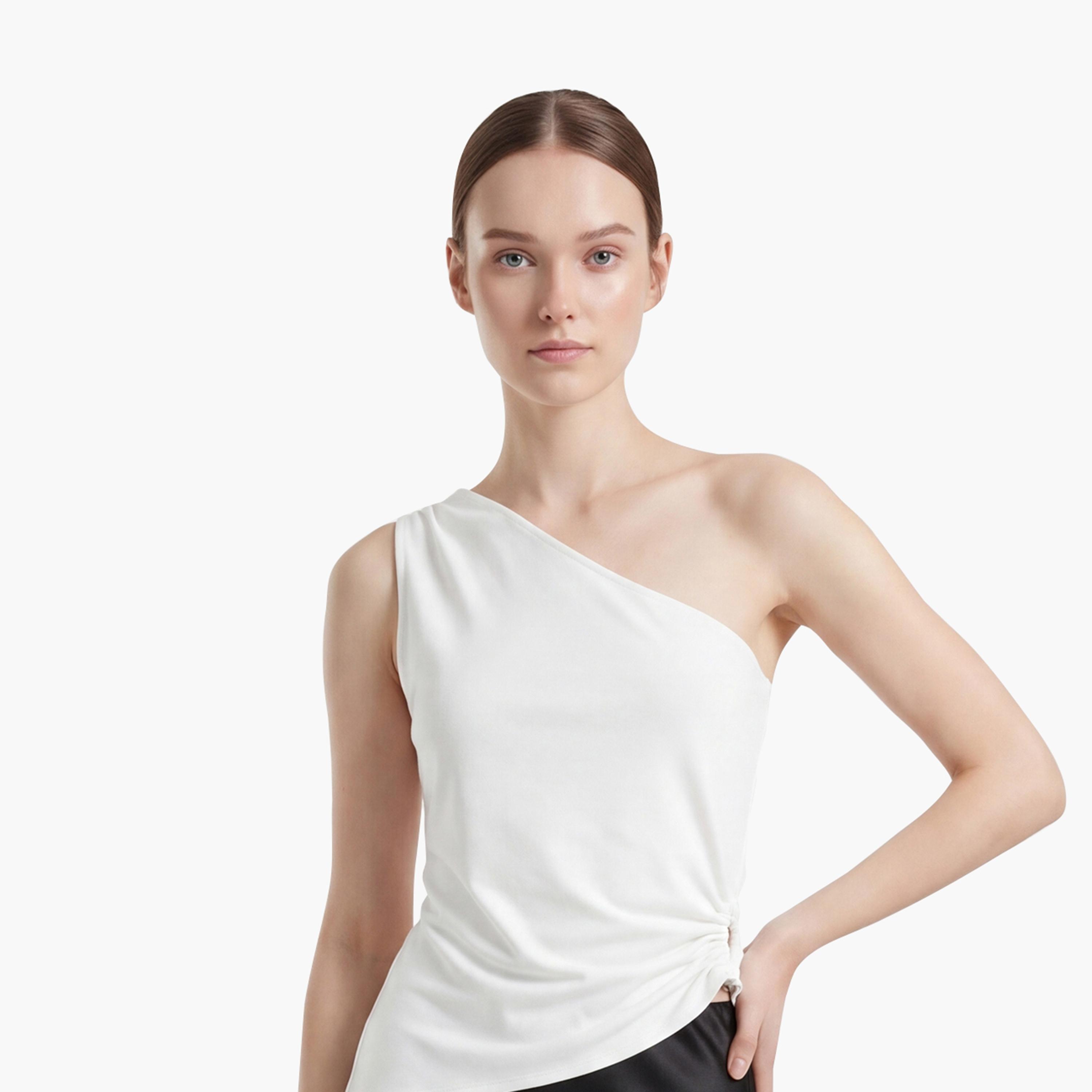 توب تانك نسائي بكتف واحد بلون أبيض من كوتون-women-clothing-shirtsandblouses-blouses-image-5