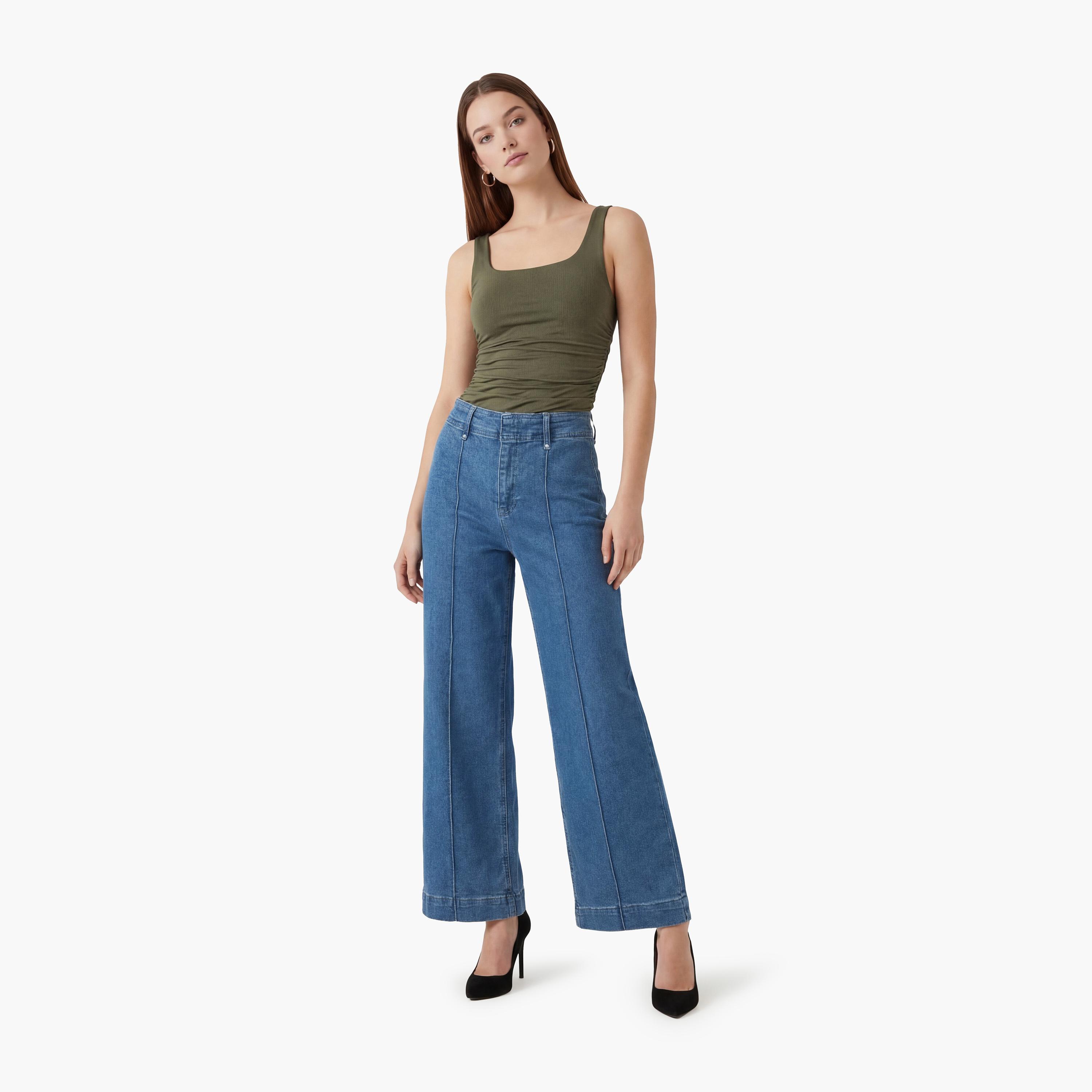 KOTON Relax Fit Plain High-Rise Women's Jeans-women-clothing-bottoms-jeans-image-2