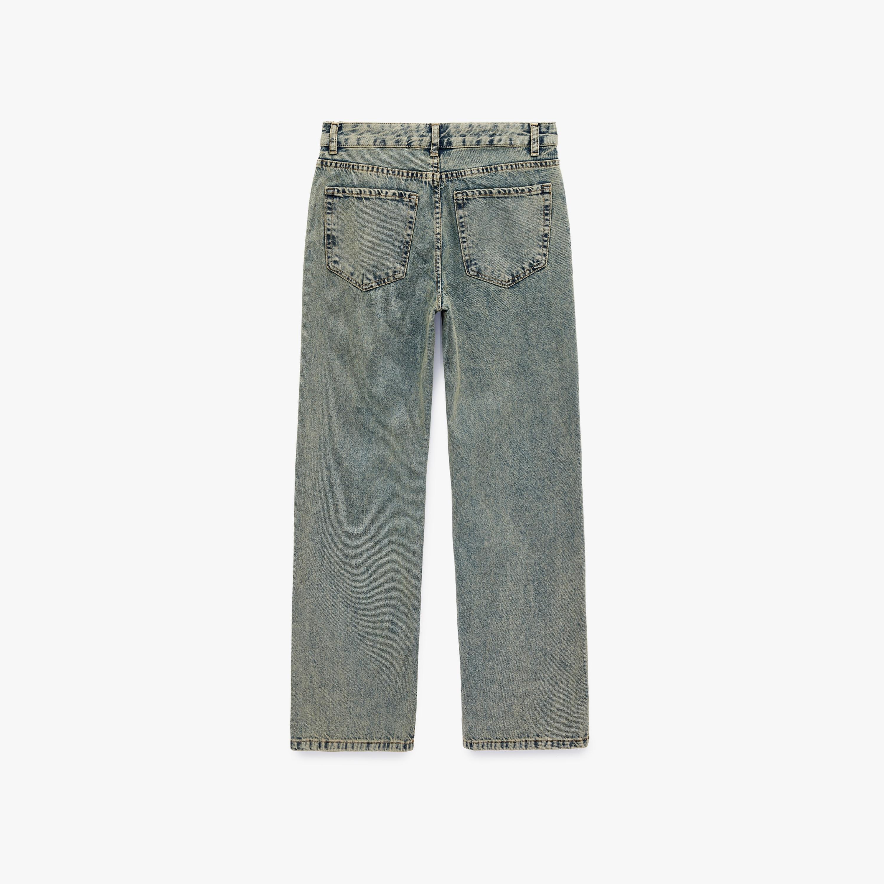 بنطلون جينز نسائي خصر متوسط قصة مستقيمة "ستريت فت" مغسول من كوتون-women-clothing-bottoms-jeans-image-6