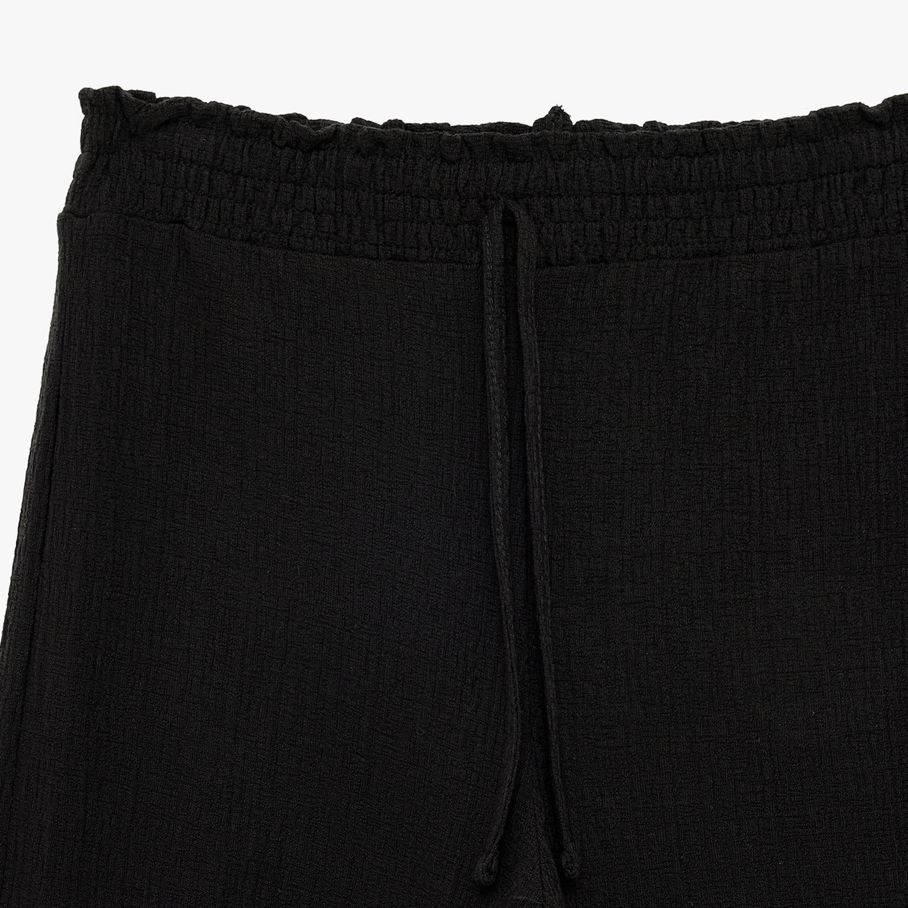 بنطلون نسائي واسع الساق بقماش قطني سادة بخصر برباط من كوتون-women-clothing-bottoms-trousers-image-5