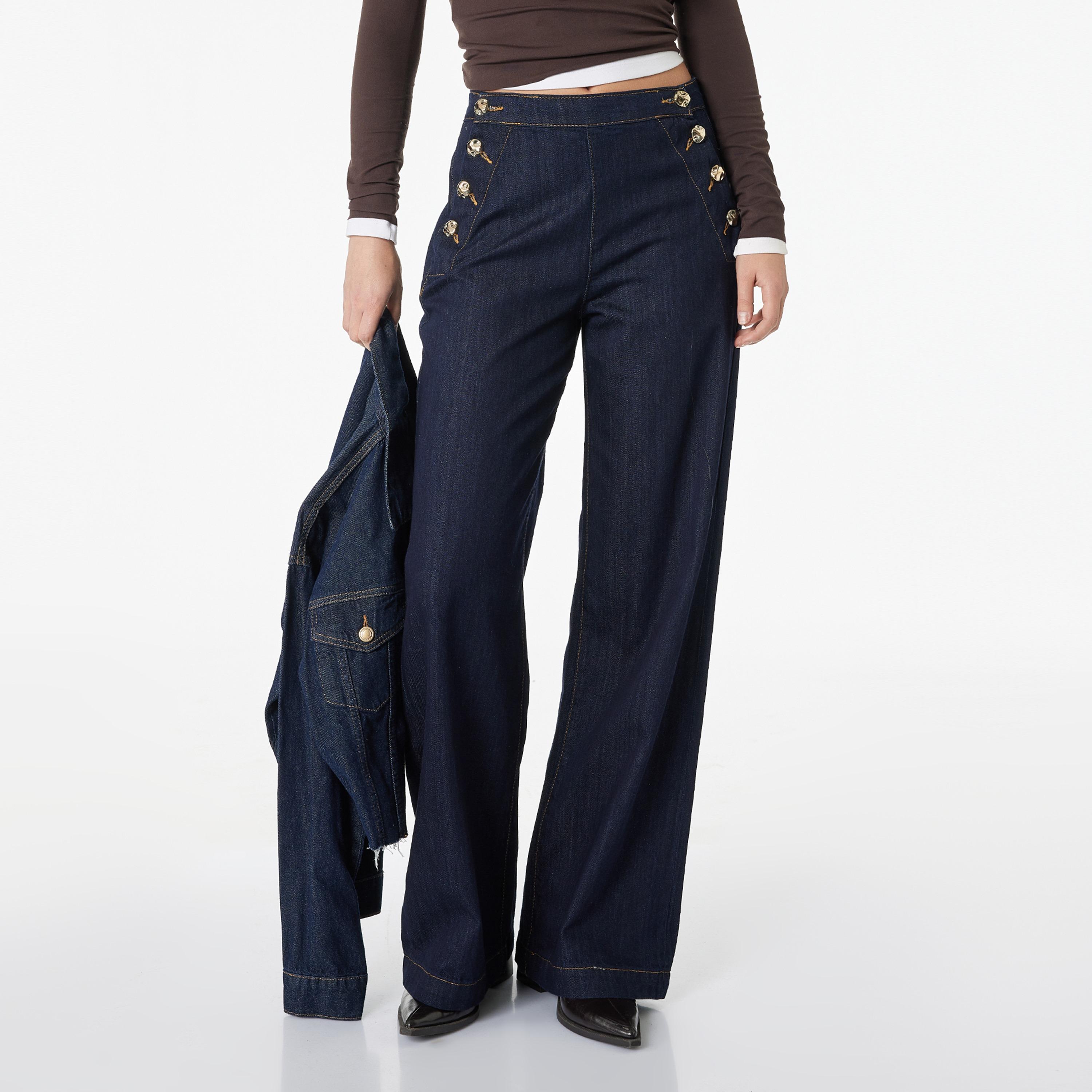 KOTON Regular Fit Plain High-Rise Women's Jeans-women-clothing-bottoms-jeans-image-1