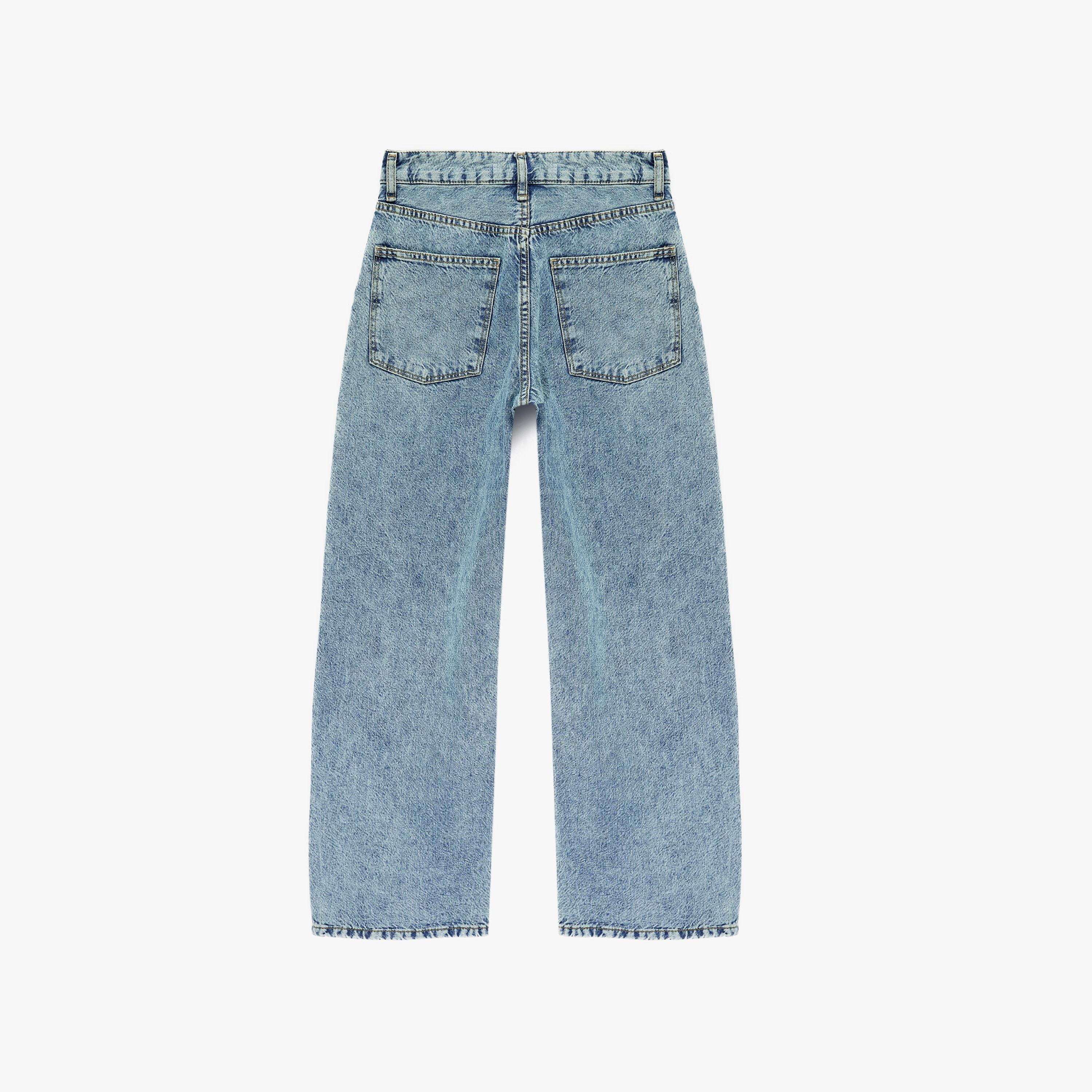 بنطلون جينز نسائي خصر مرتفع قصة "ريلاكس فت" سادة من كوتون-women-clothing-bottoms-jeans-image-6