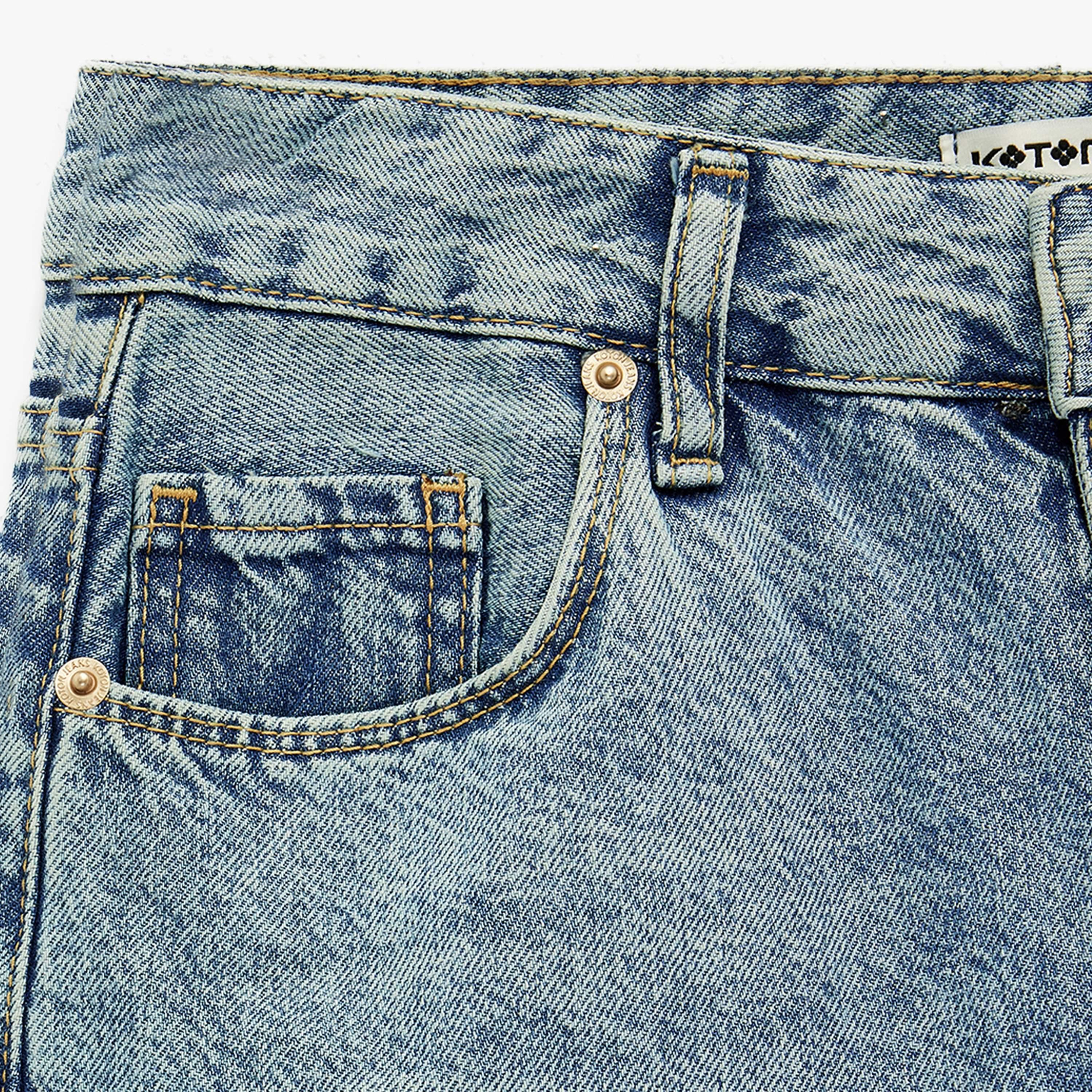 بنطلون جينز نسائي خصر مرتفع قصة "ريلاكس فت" سادة من كوتون-women-clothing-bottoms-jeans-image-7