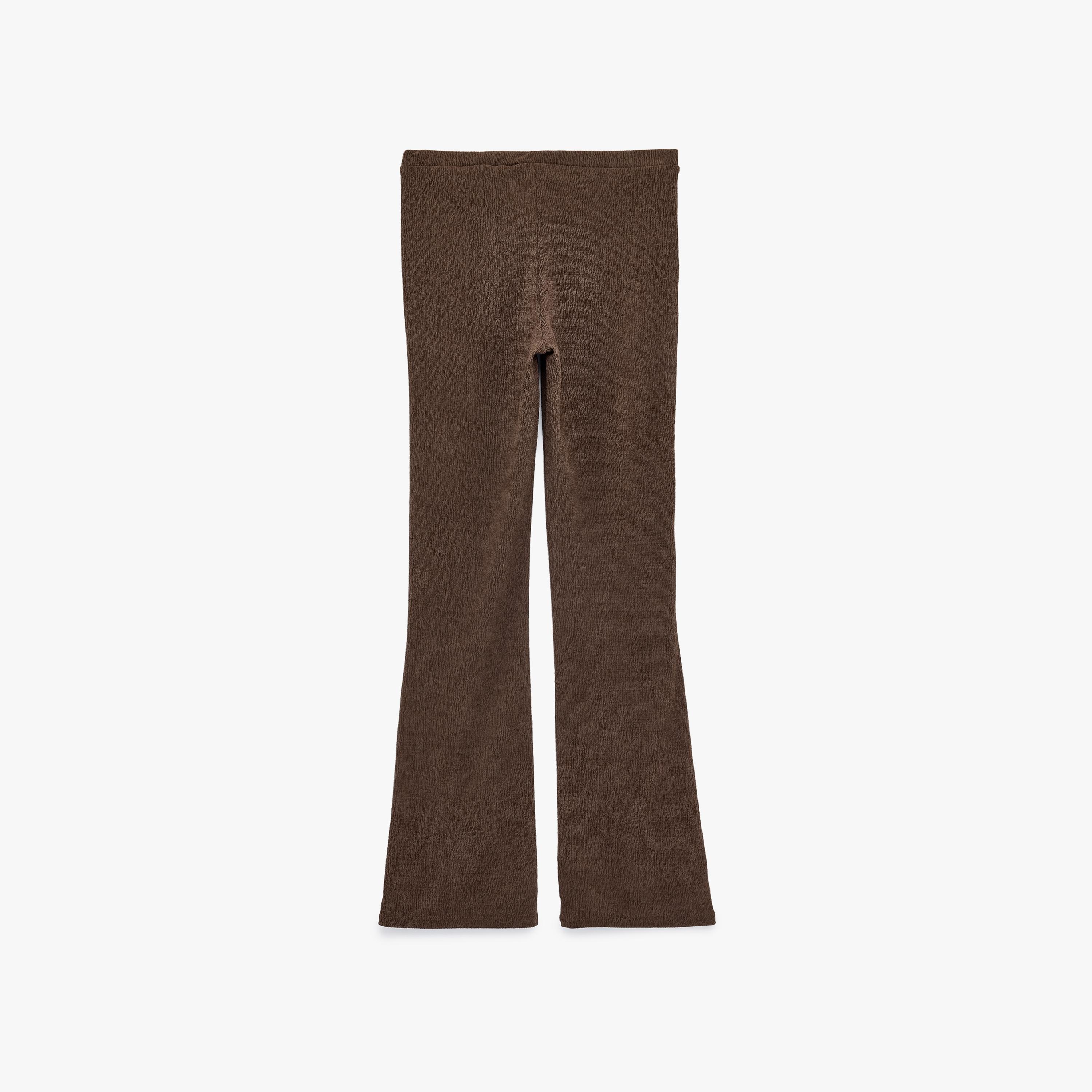 KOTON Brown Textured Elasticated Waist Flared Women's Trousers-women-clothing-bottoms-trousers-image-4