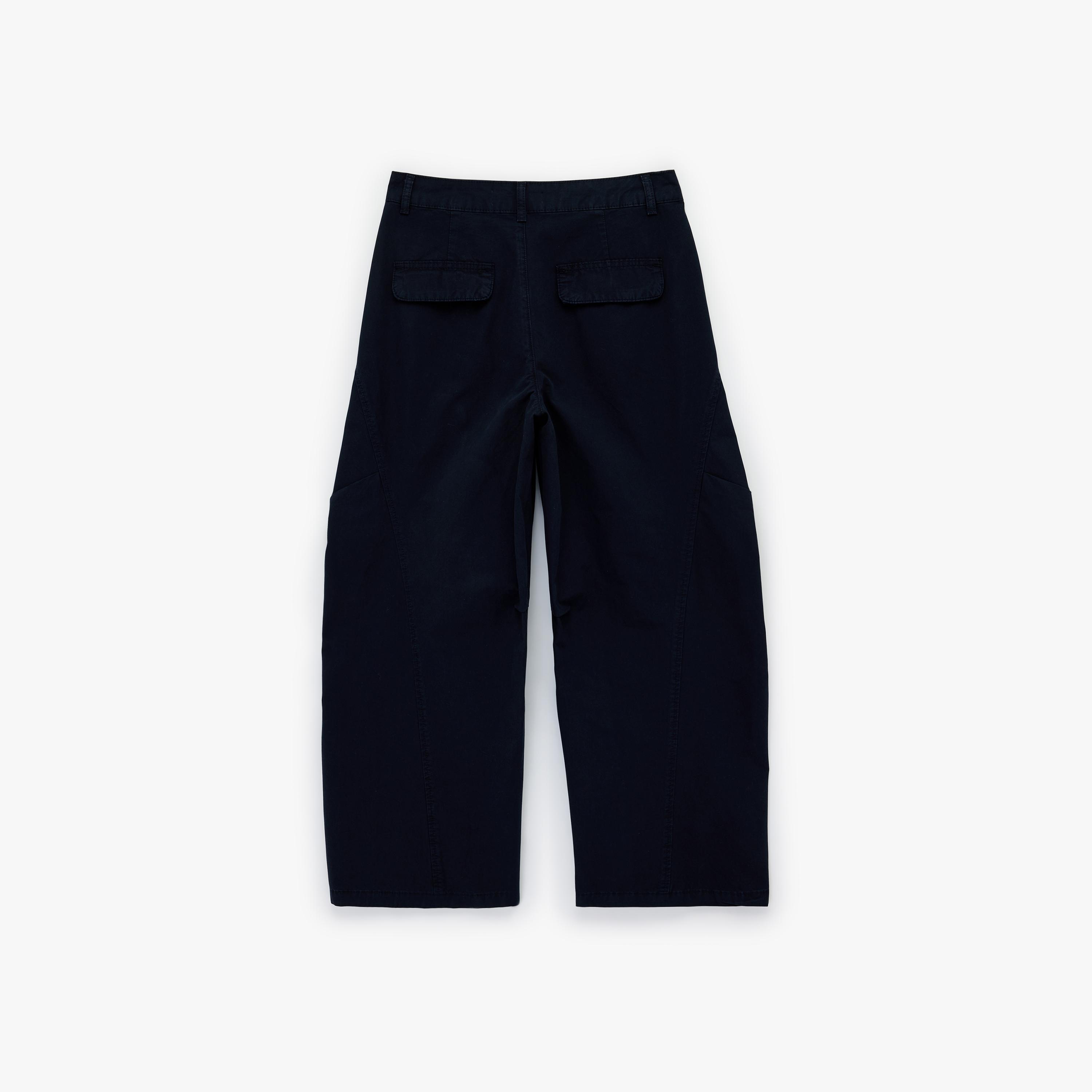 KOTON Plain Cotton Button and Zip Fly Barrel Women's Trousers-women-clothing-bottoms-trousers-image-4