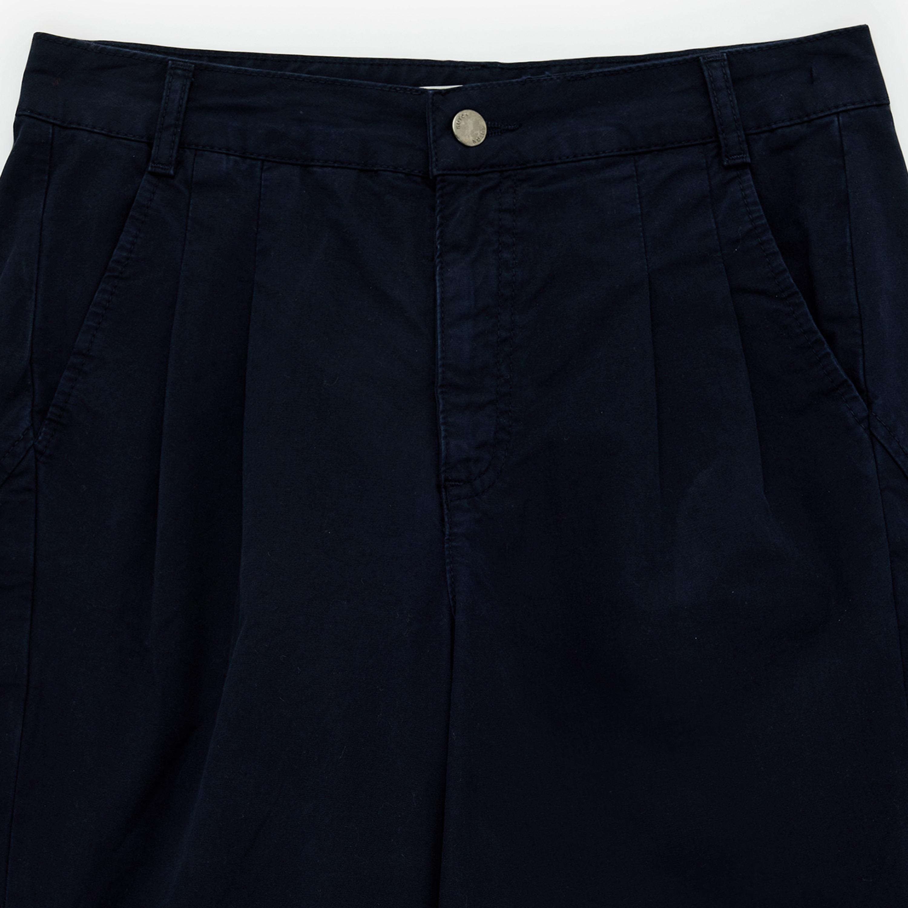 KOTON Plain Cotton Button and Zip Fly Barrel Women's Trousers-women-clothing-bottoms-trousers-image-5