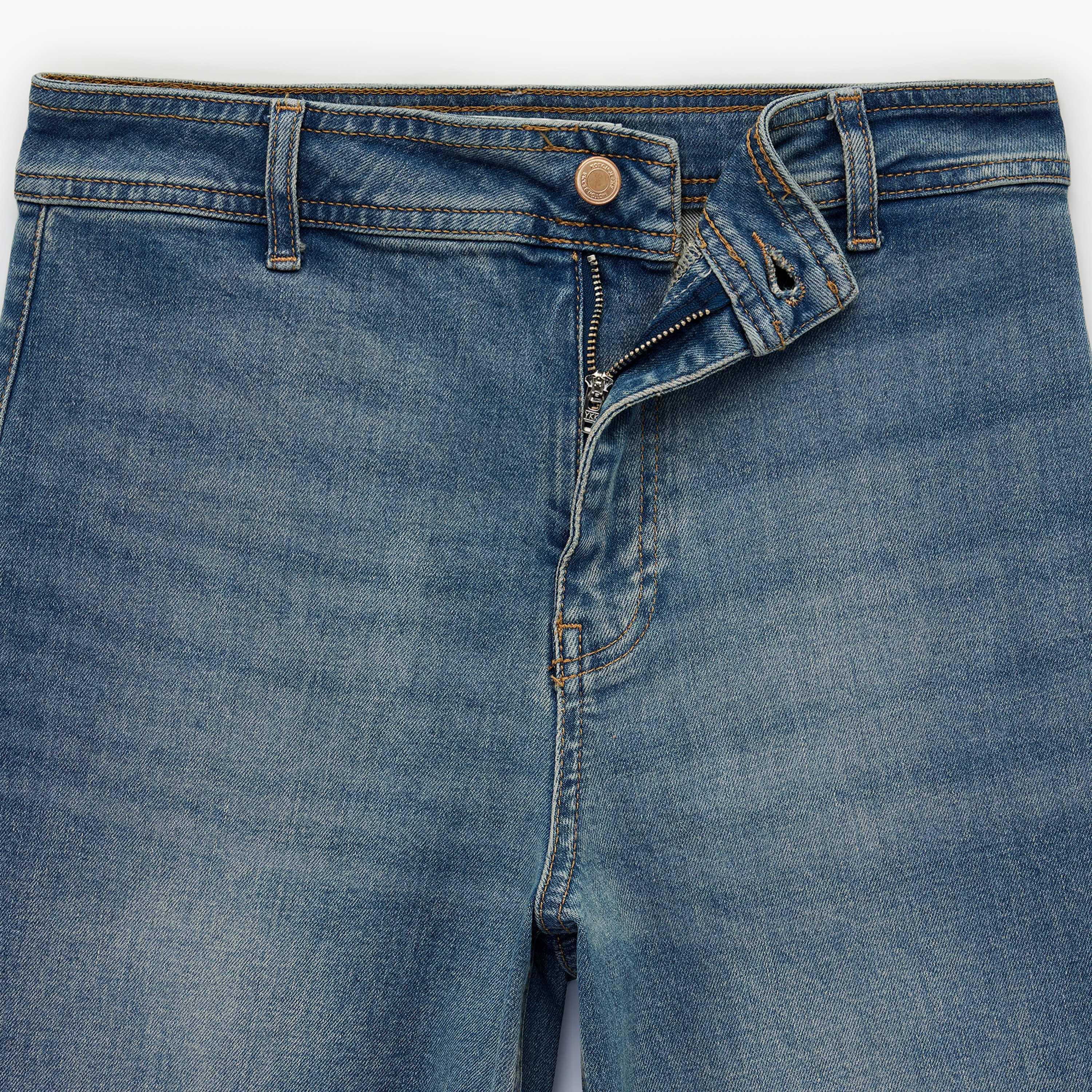 بنطلون جينز نسائي خصر مرتفع قصة "ريلاكس فت" سادة من كوتون-women-clothing-bottoms-jeans-image-8