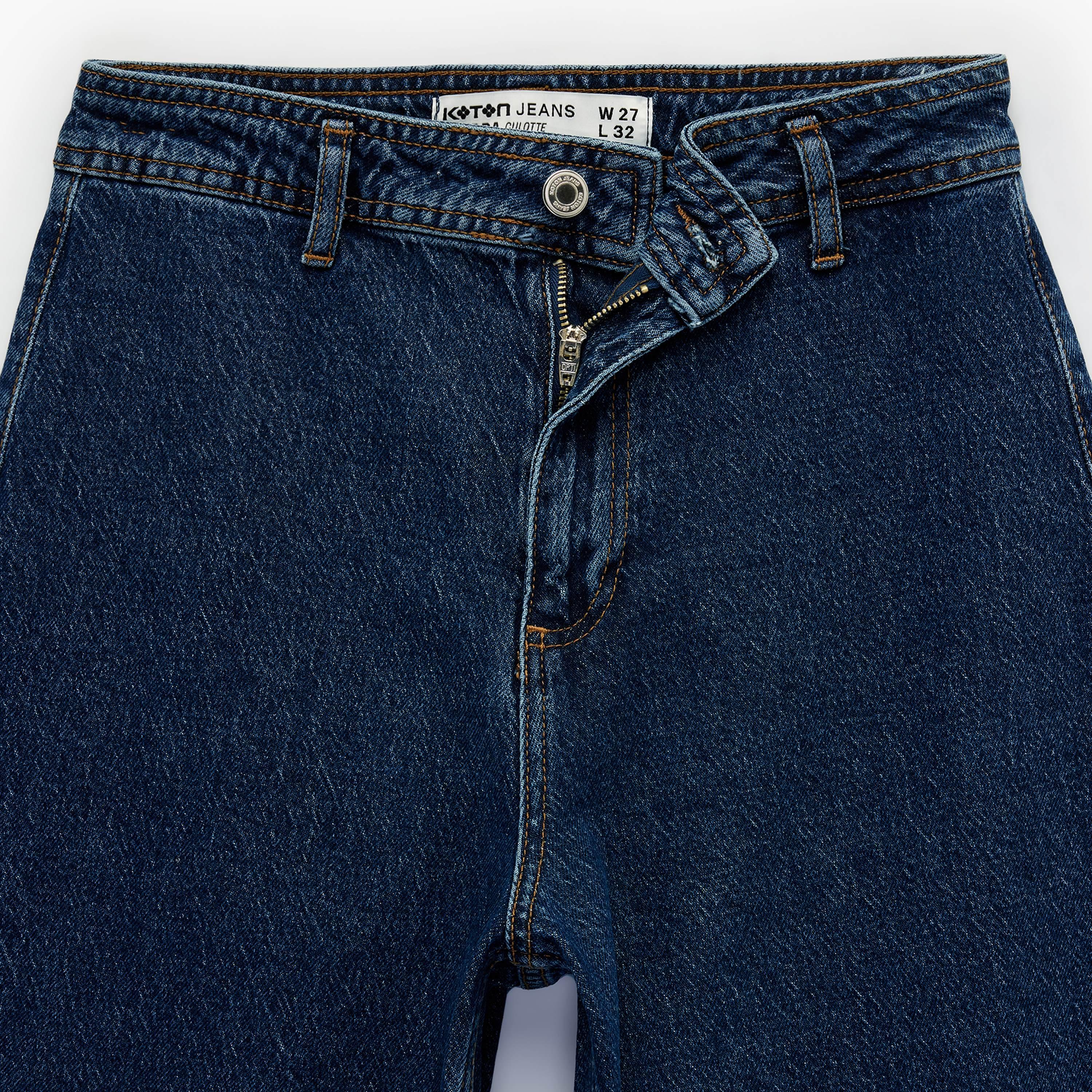 بنطلون جينز نسائي خصر مرتفع قصة "ريلاكس فت" سادة من كوتون-women-clothing-bottoms-jeans-image-8