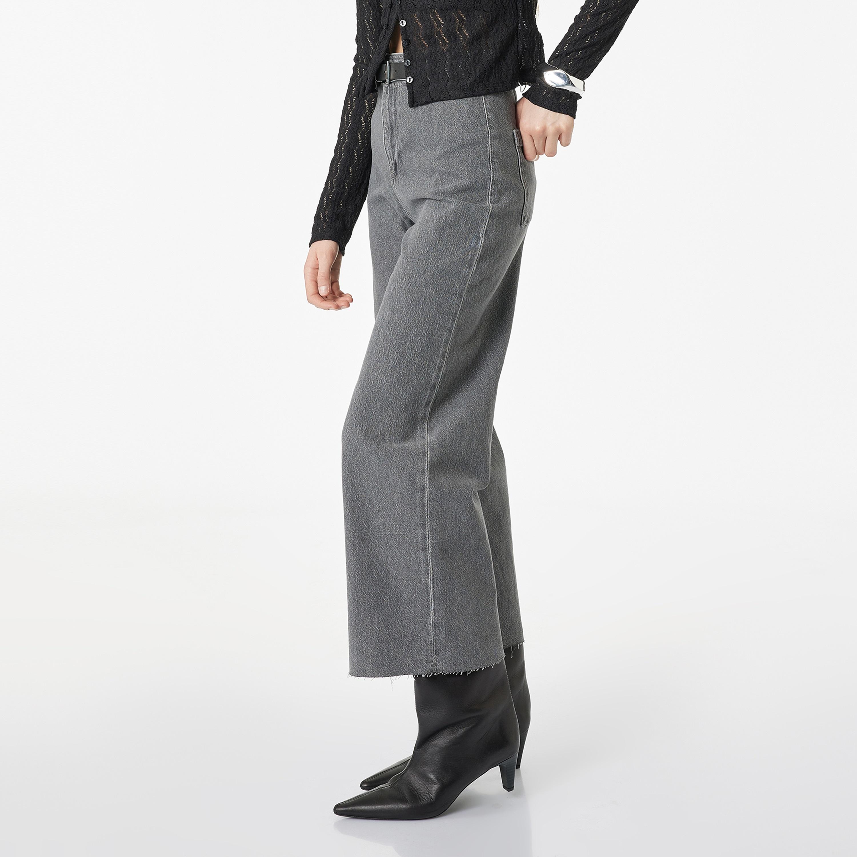 بنطلون جينز نسائي خصر مرتفع قصة "ريلاكس فت" سادة من كوتون-women-clothing-bottoms-jeans-image-3