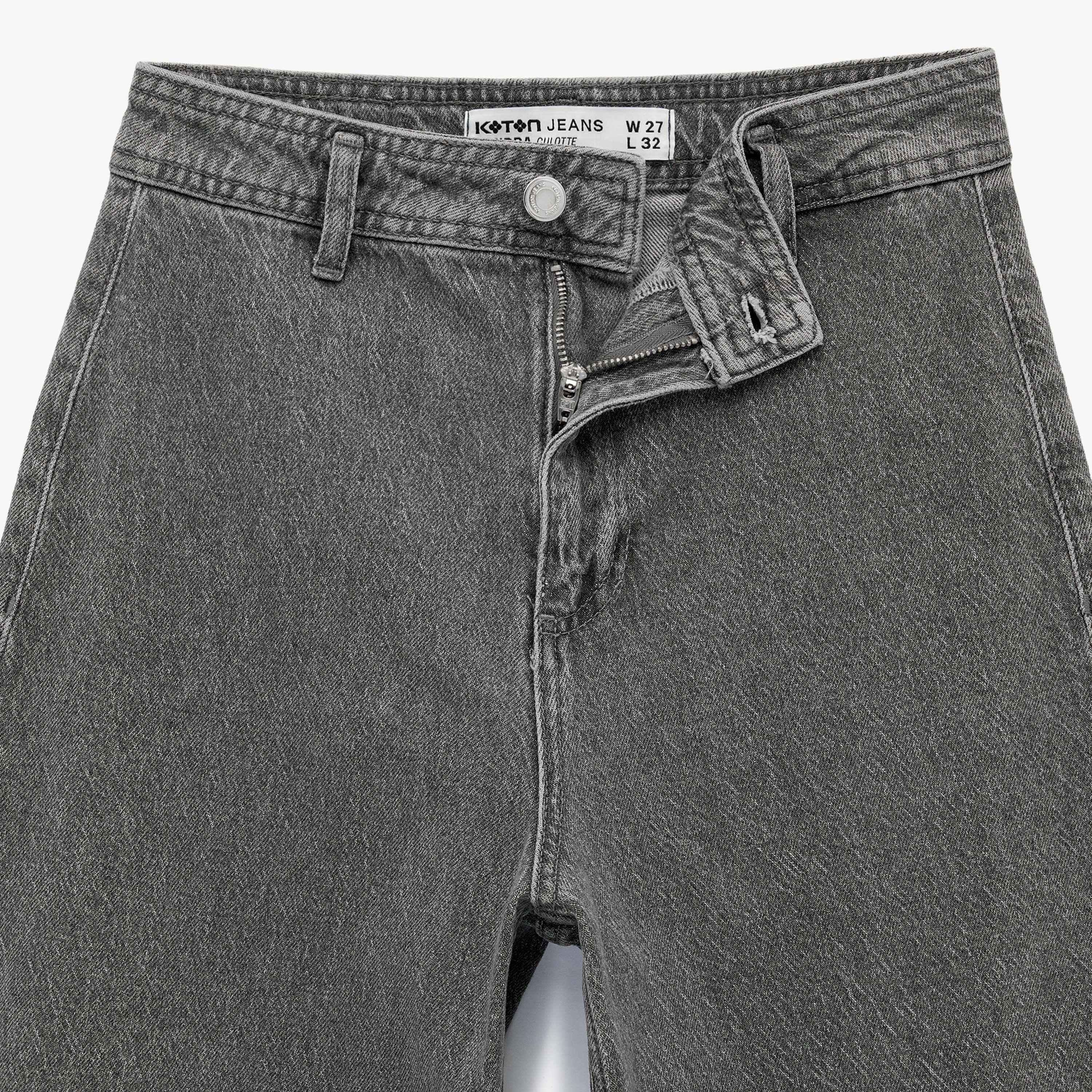 بنطلون جينز نسائي خصر مرتفع قصة "ريلاكس فت" سادة من كوتون-women-clothing-bottoms-jeans-image-5
