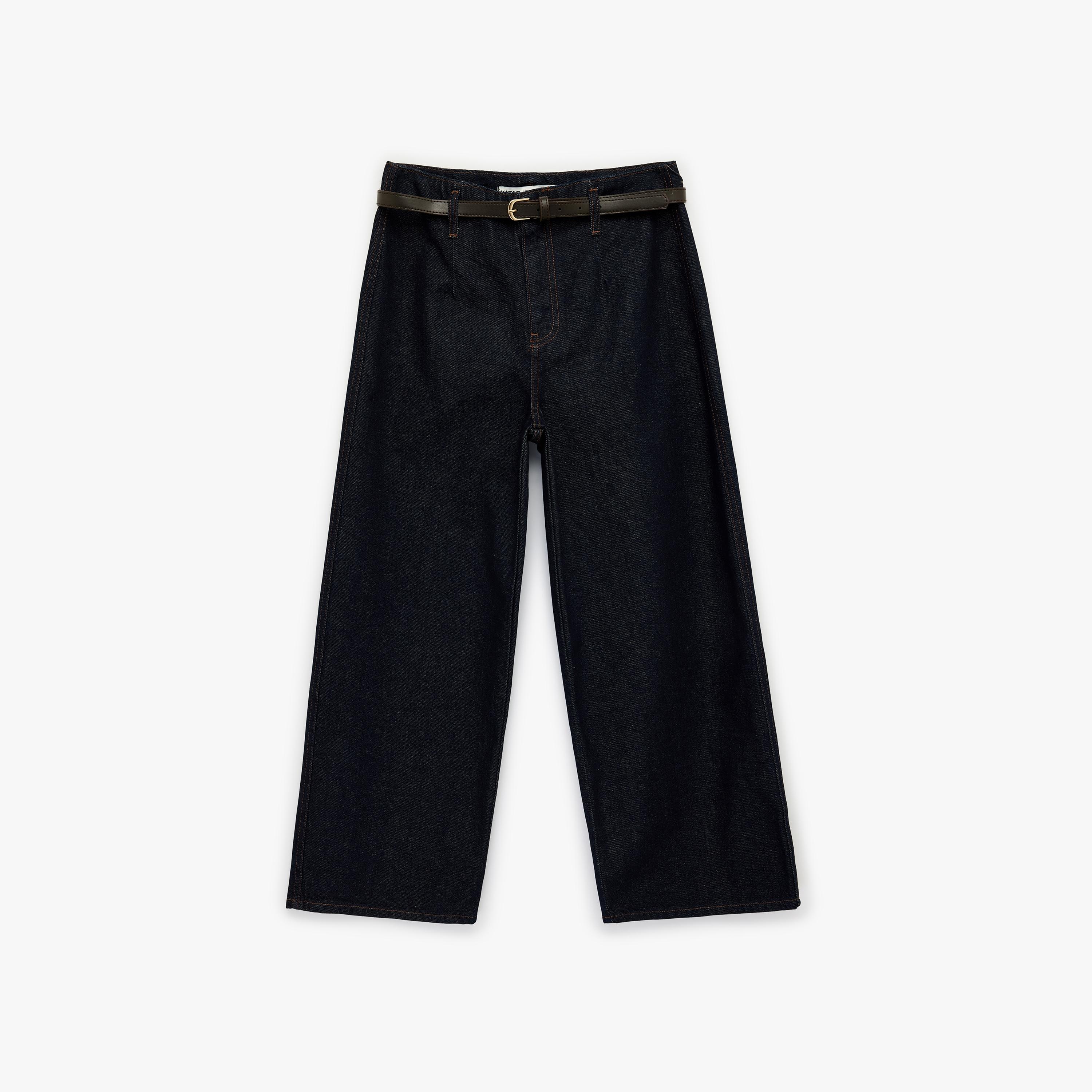 بنطلون جينز نسائي سادة واسع الساق وخصر مرتفع من كوتون-women-clothing-bottoms-jeans-image-5