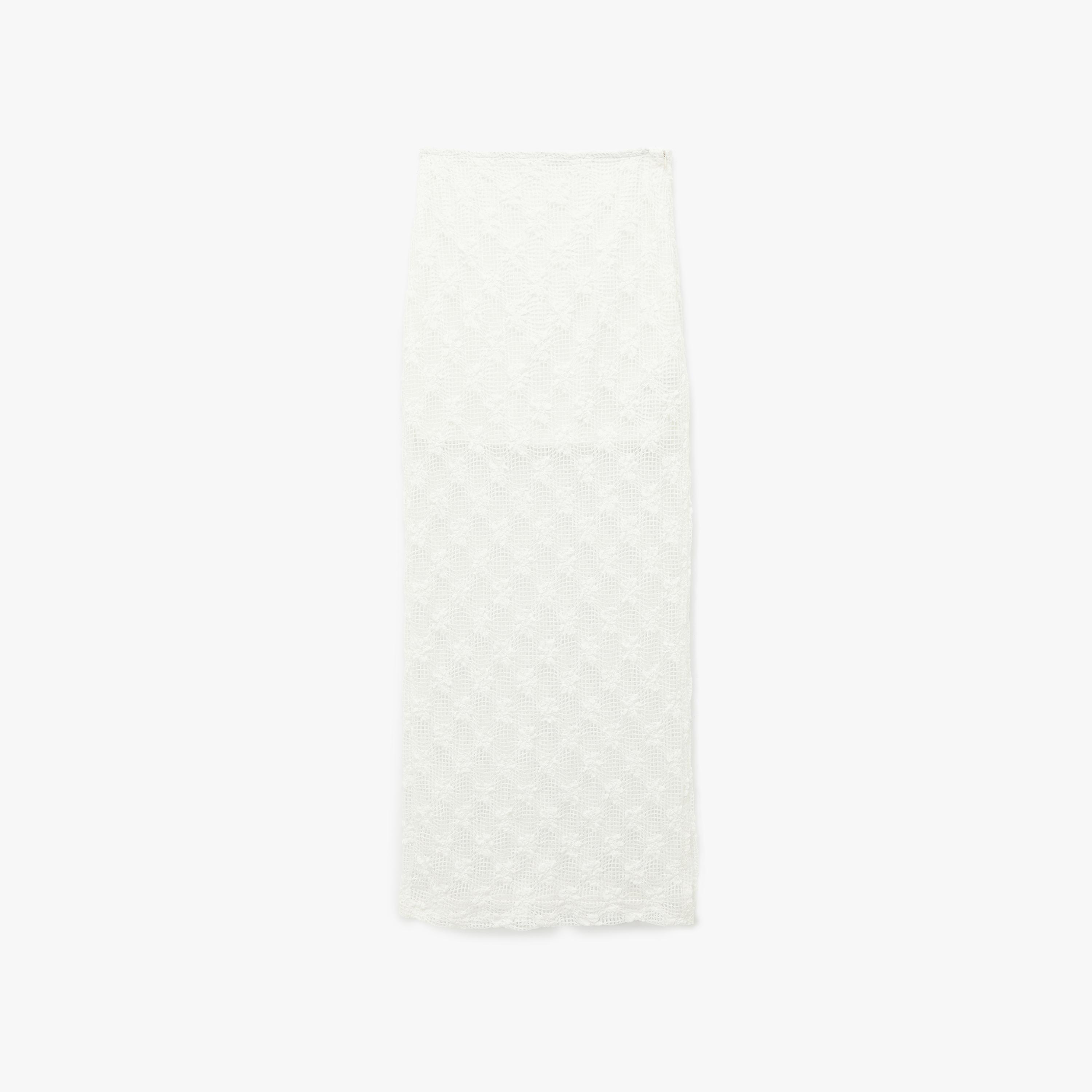 تنورة ميدي نسائية قصة مستقيمة من الدانتيل المفرغ بلون أبيض من كوتون-women-clothing-bottoms-skirts-image-4
