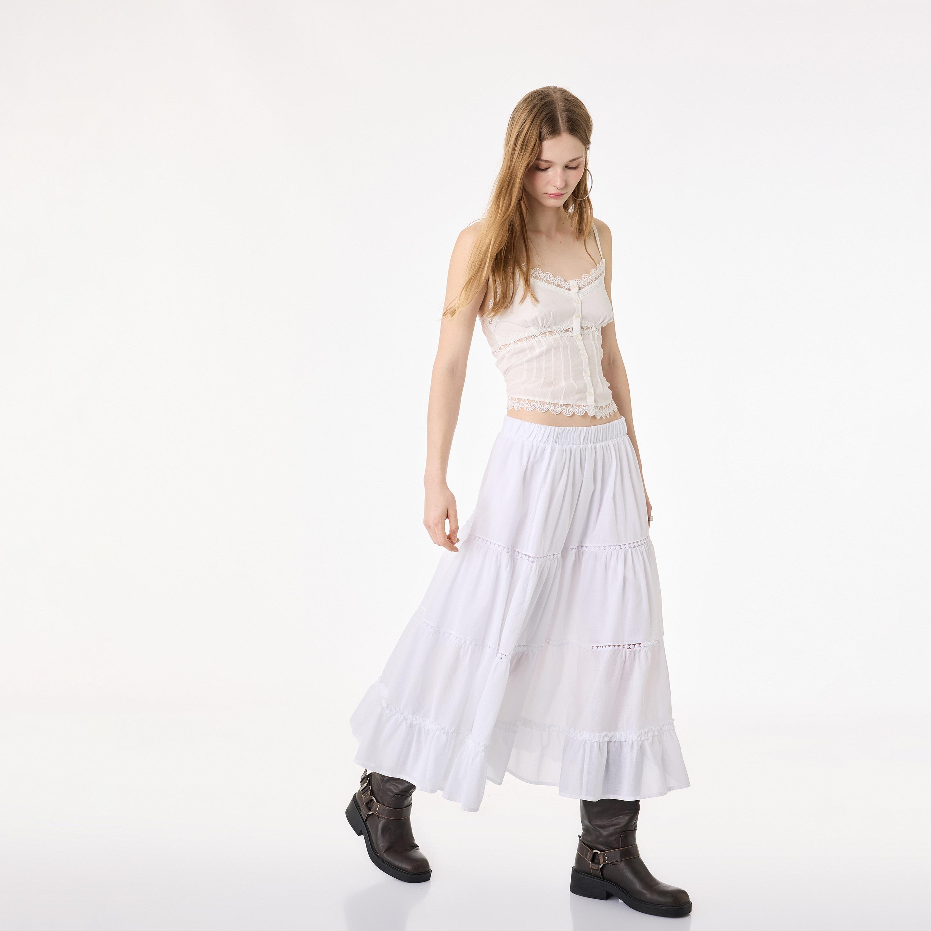 تنورة ميدي نسائية قطنية بتصميم طبقات من كوتون-women-clothing-bottoms-skirts-image-2