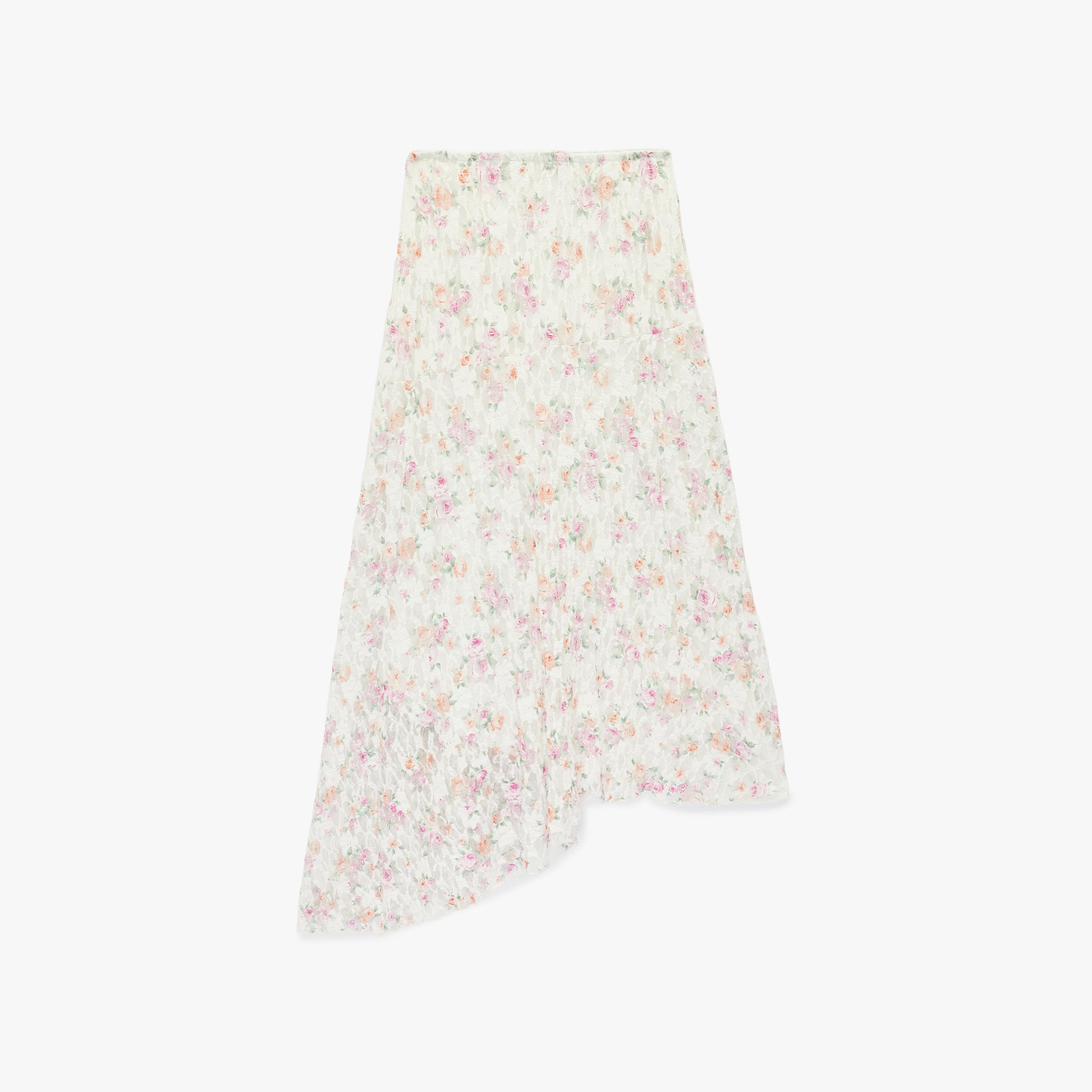 تنورة ماكسي نسائية قصة "ايه-لاين" بطبعة زهور بيضاء من كوتون-women-clothing-bottoms-skirts-image-4