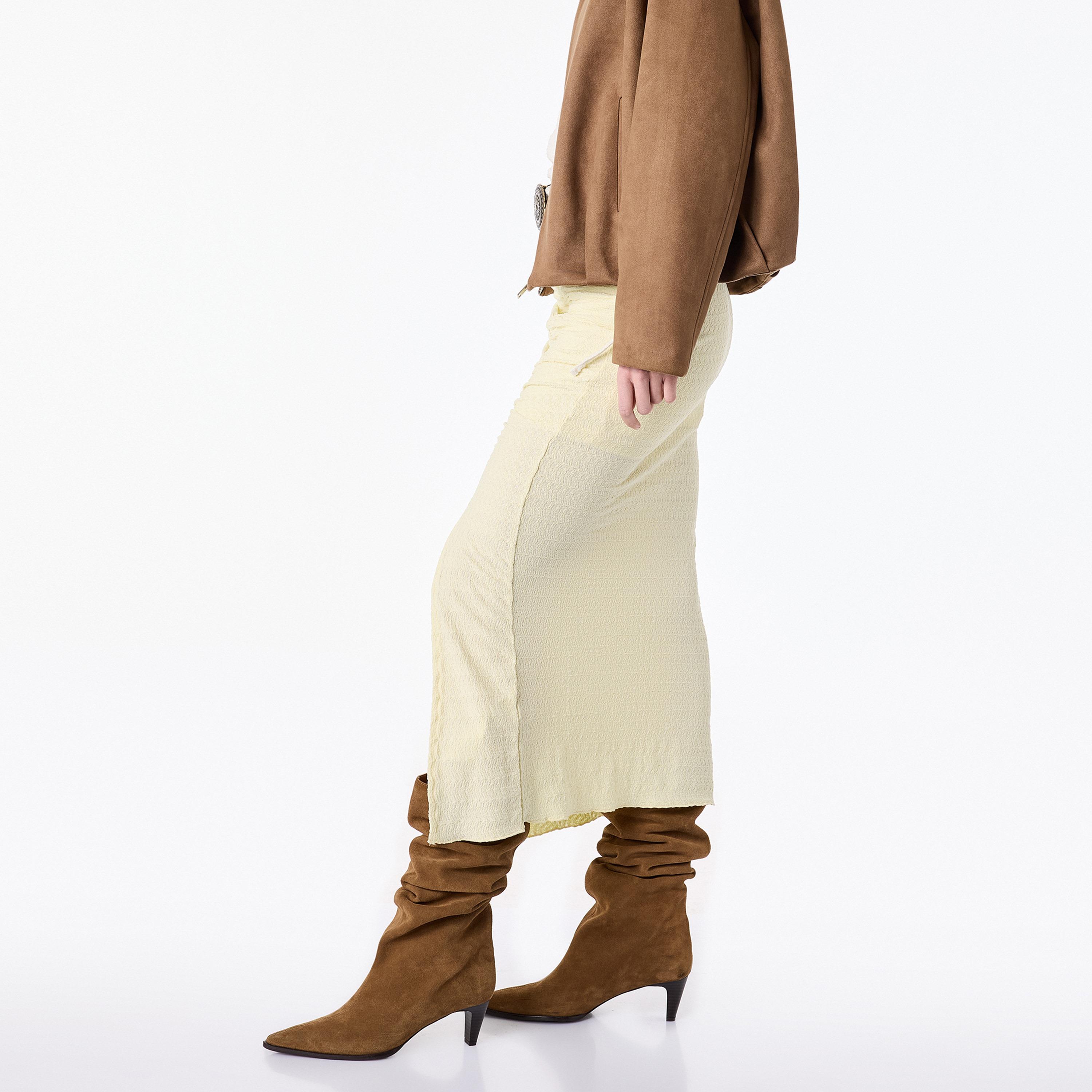 KOTON Yellow Ruched Pencil Women's Skirt-women-clothing-bottoms-skirts-image-3