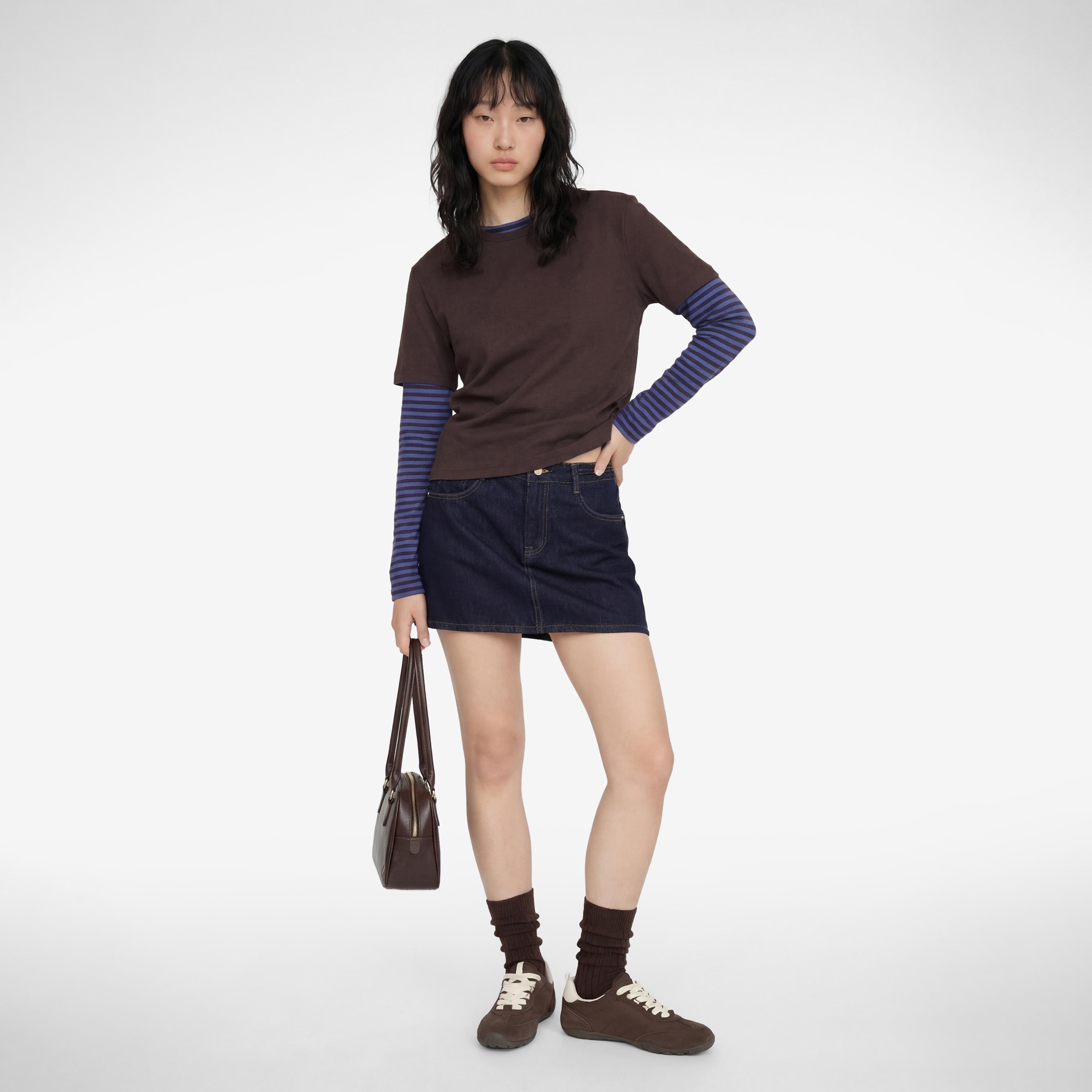 تنورة ميني نسائية قطنية قصة "ايه-لاين" بلون كحلي من كوتون-women-clothing-bottoms-skirts-image-2