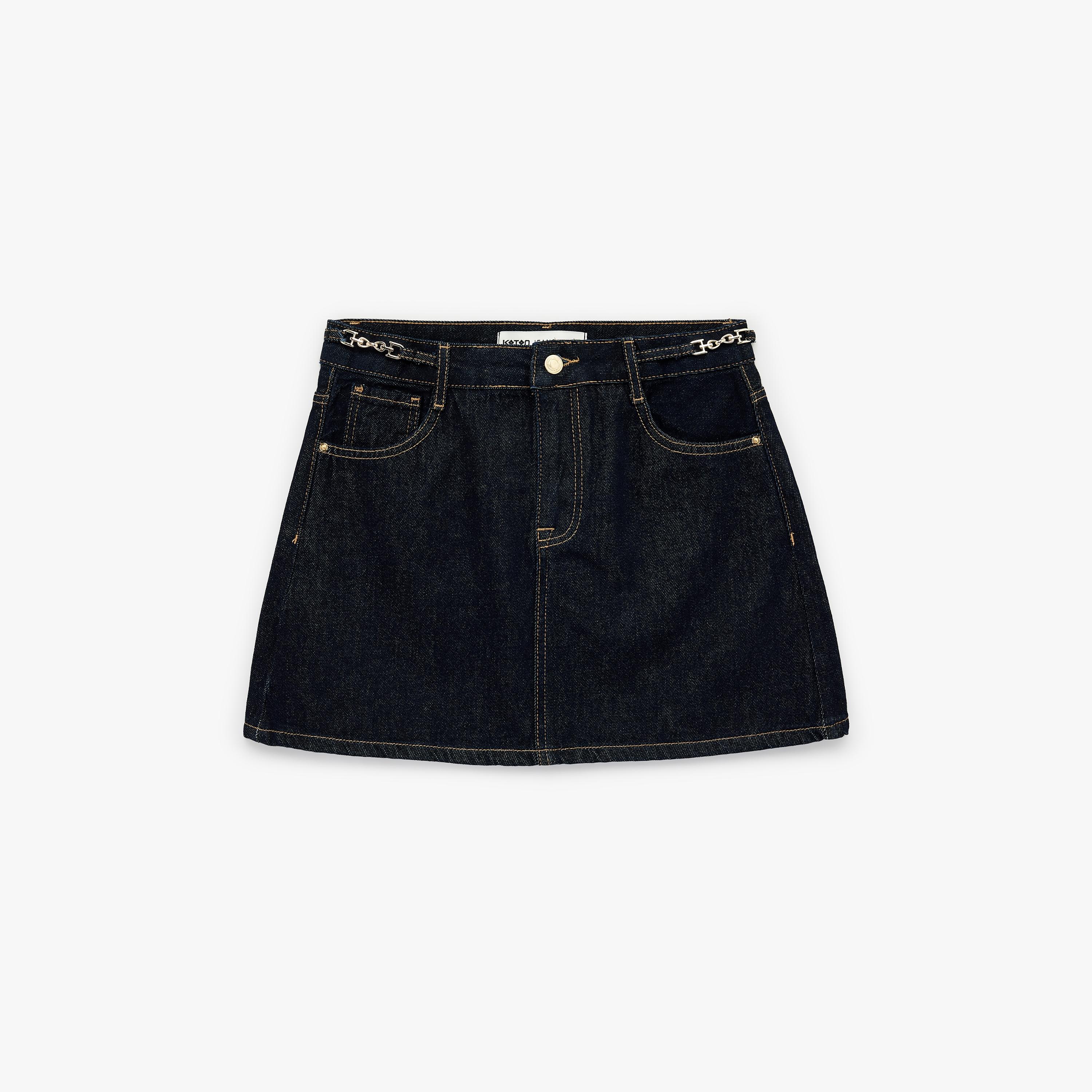 تنورة ميني نسائية قطنية قصة "ايه-لاين" بلون كحلي من كوتون-women-clothing-bottoms-skirts-image-3