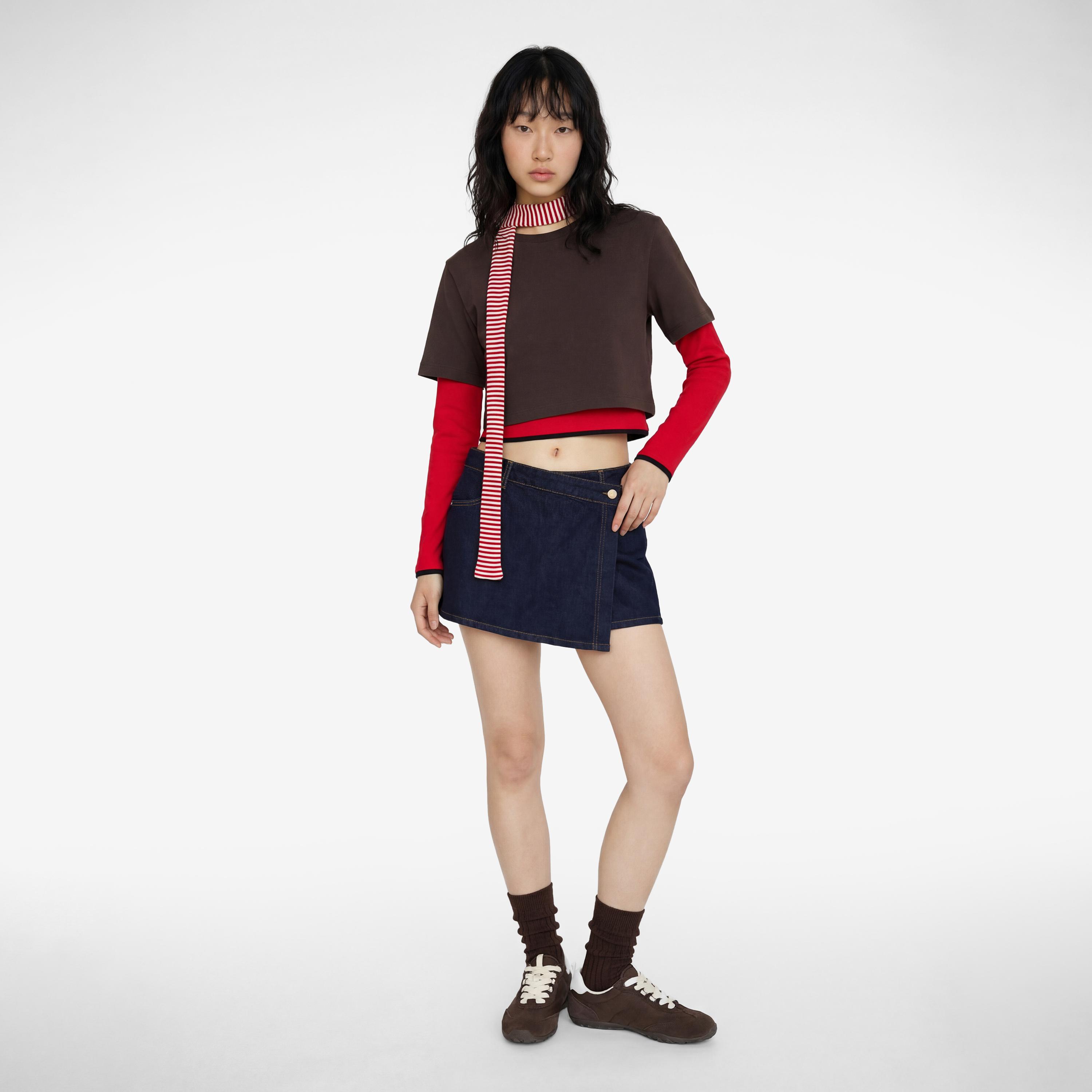 KOTON Navy Cotton Wrap Women's Mini Skort-women-clothing-bottoms-skirts-image-2