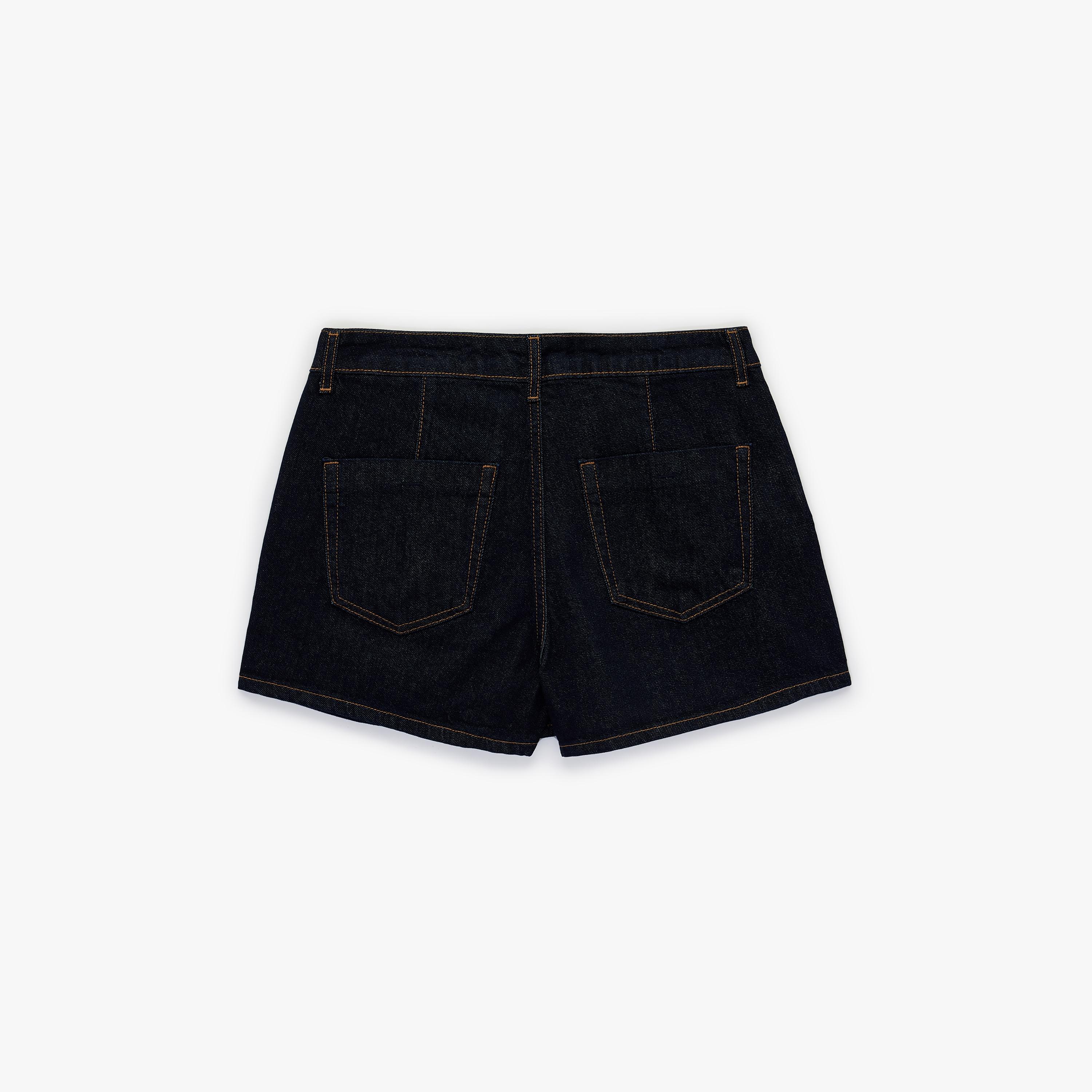 KOTON Navy Cotton Wrap Women's Mini Skort-women-clothing-bottoms-skirts-image-4
