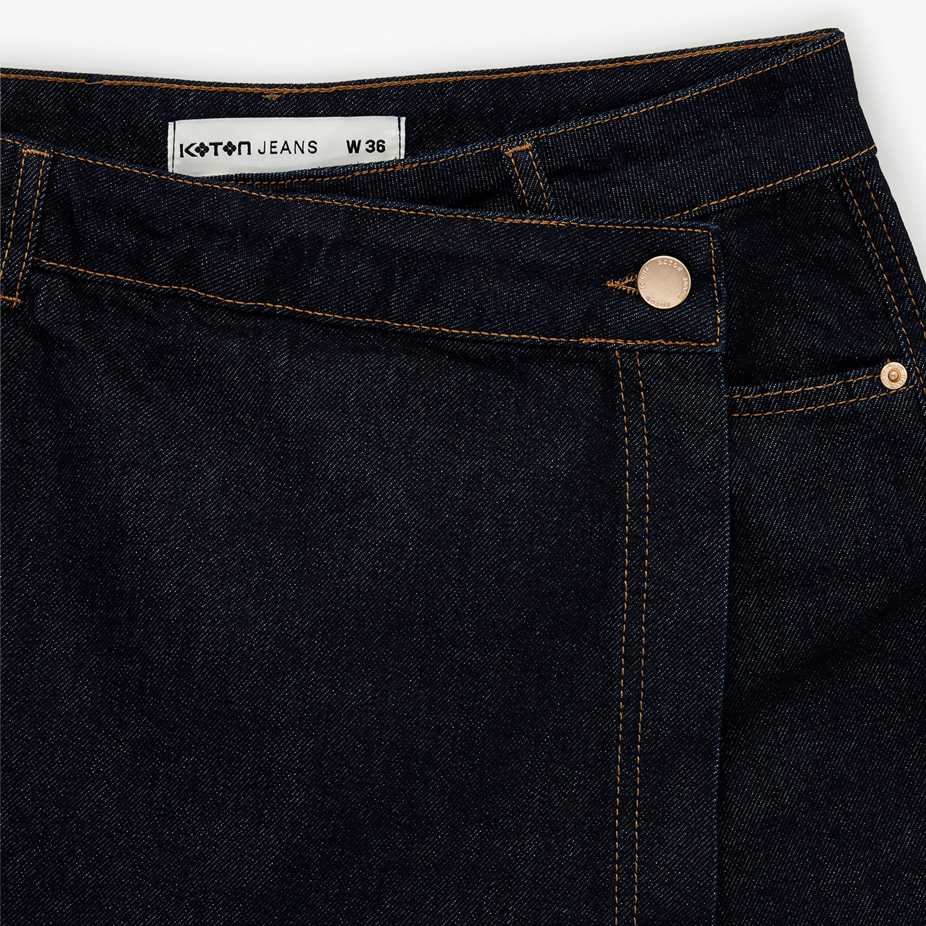 KOTON Navy Cotton Wrap Women's Mini Skort-women-clothing-bottoms-skirts-image-5
