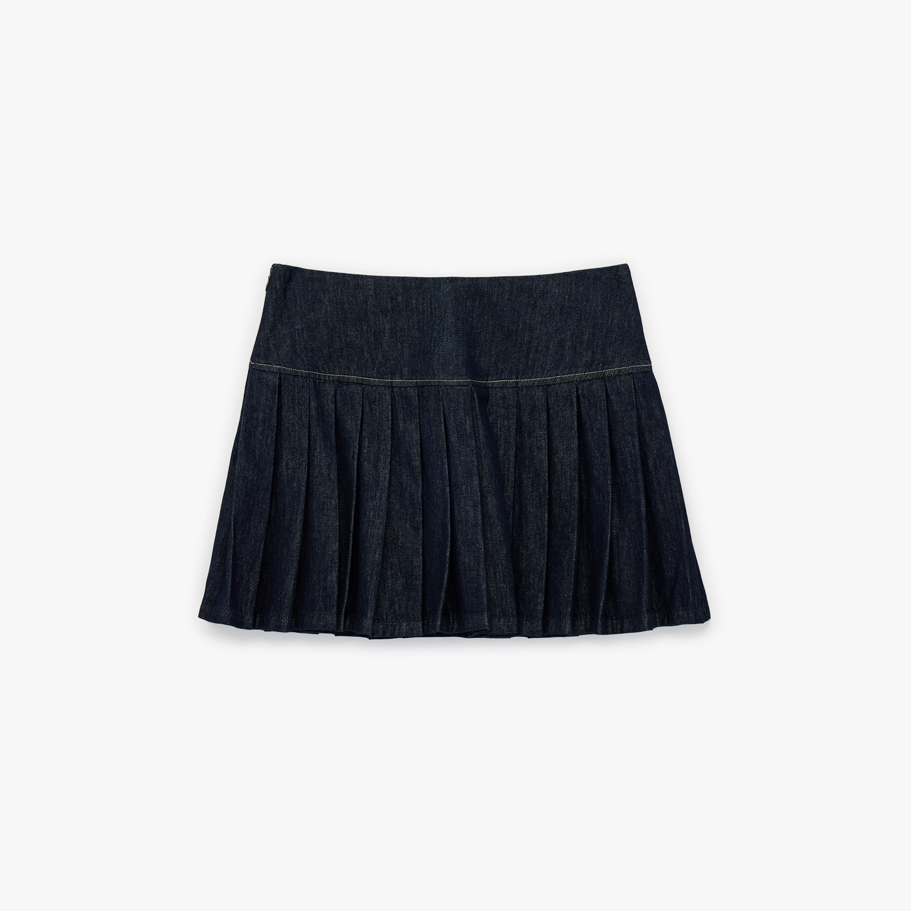تنورة ميني نسائية قطنية مكسرة قصة "ايه-لاين" بلون كحلي من كوتون-women-clothing-bottoms-skirts-image-5