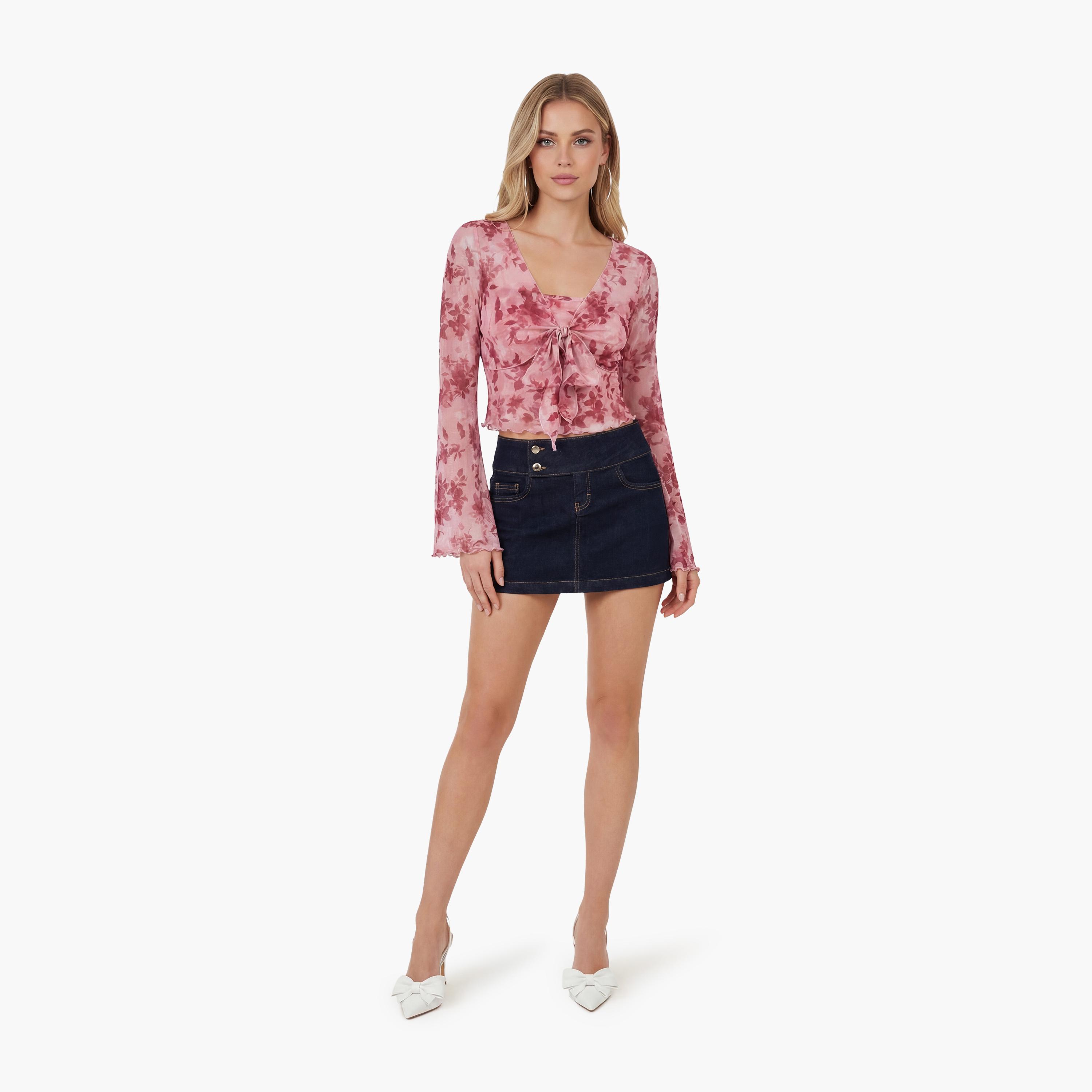 KOTON Navy A-Line Women's Mini Skirt-women-clothing-bottoms-skirts-image-2