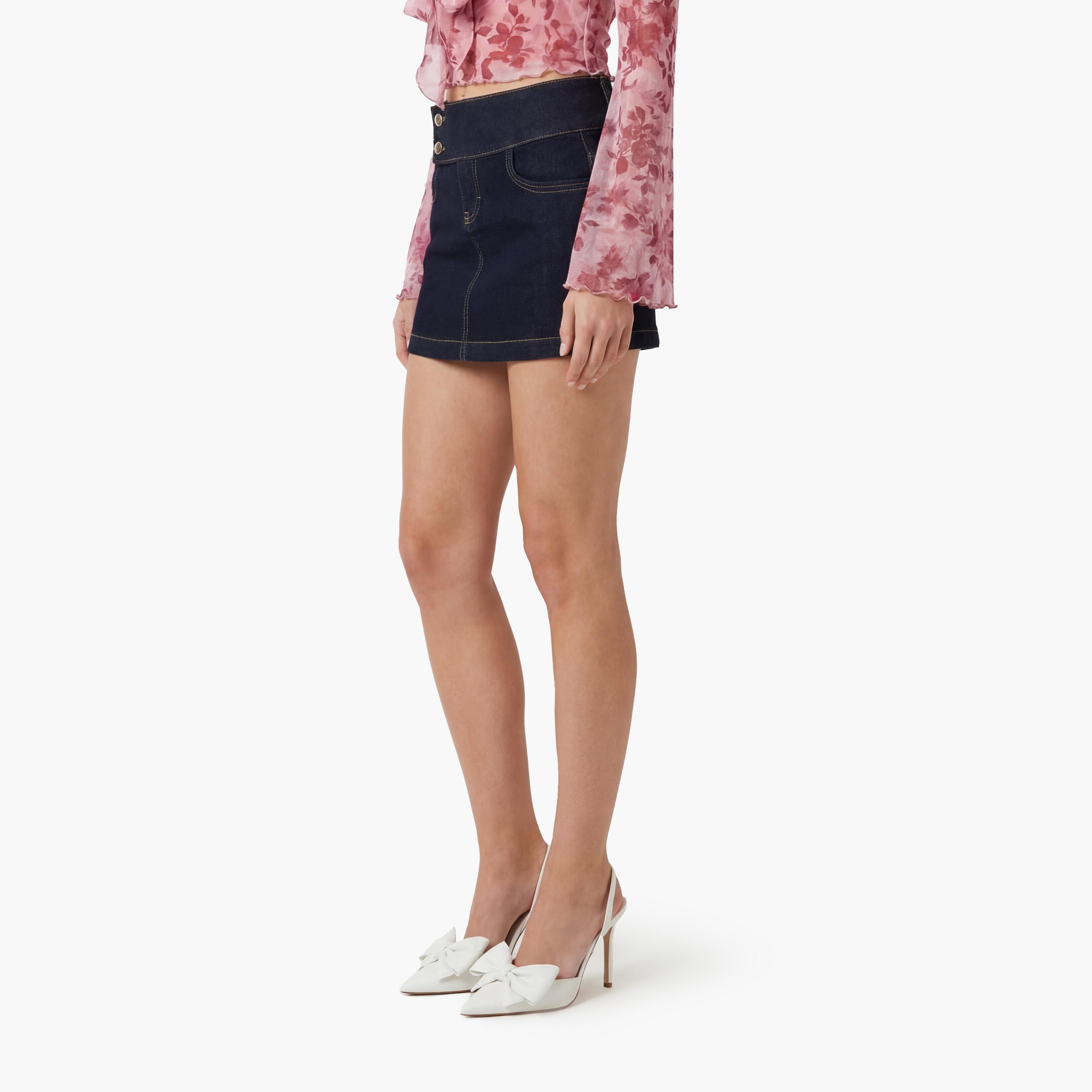 KOTON Navy A-Line Women's Mini Skirt-women-clothing-bottoms-skirts-image-3