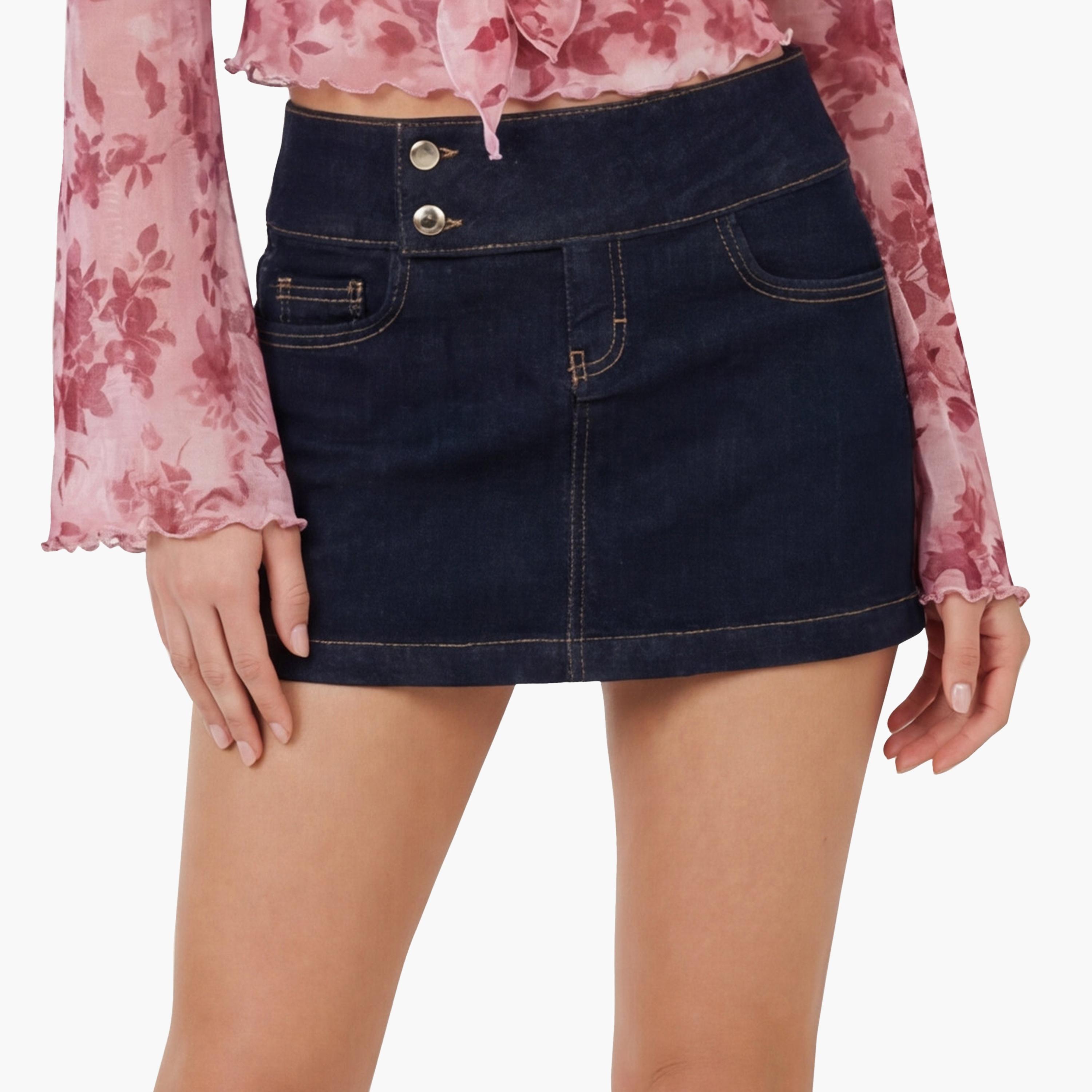 KOTON Navy A-Line Women's Mini Skirt-women-clothing-bottoms-skirts-image-5