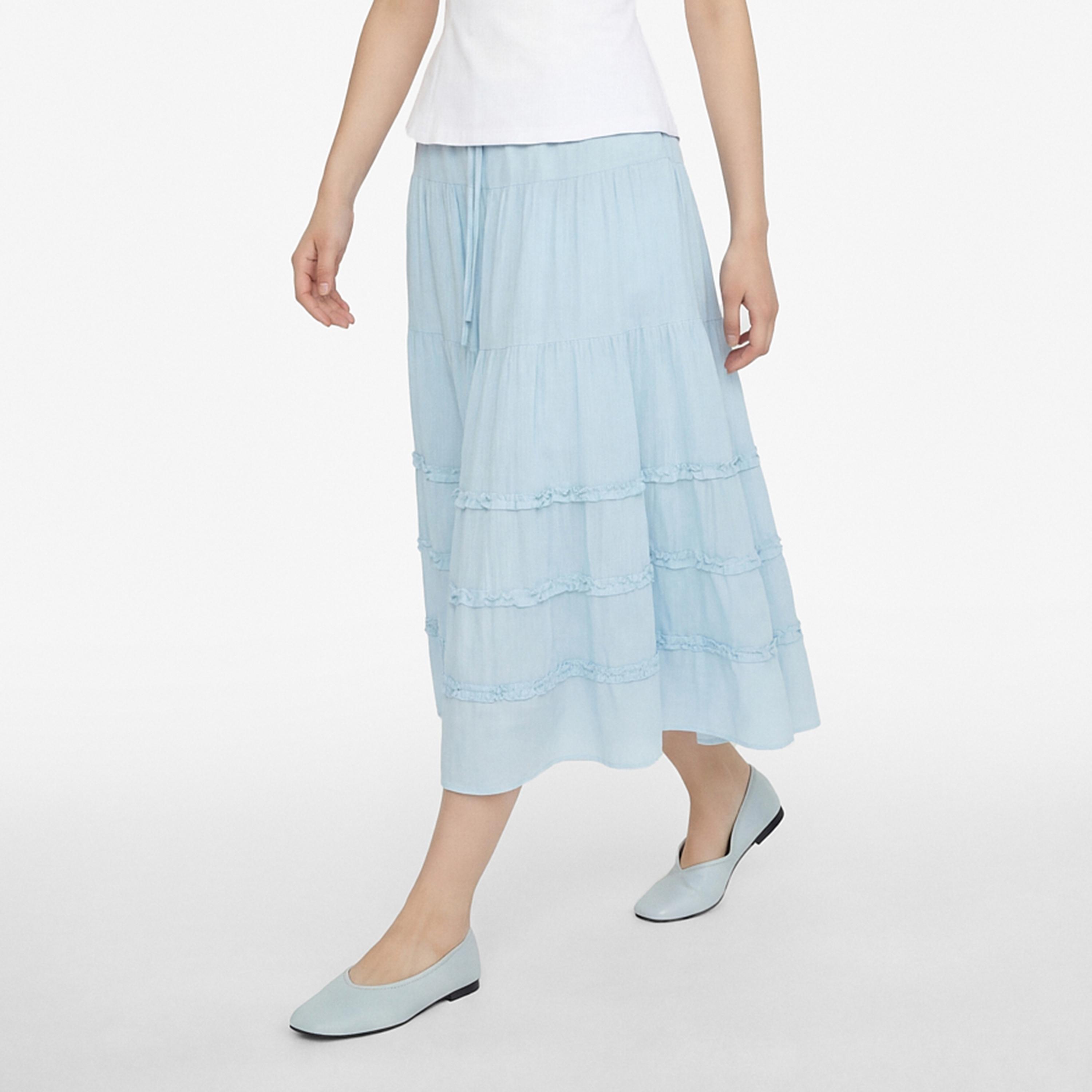 تنورة ميدي نسائية قطنية بتصميم طبقات من كوتون-women-clothing-bottoms-skirts-image-3