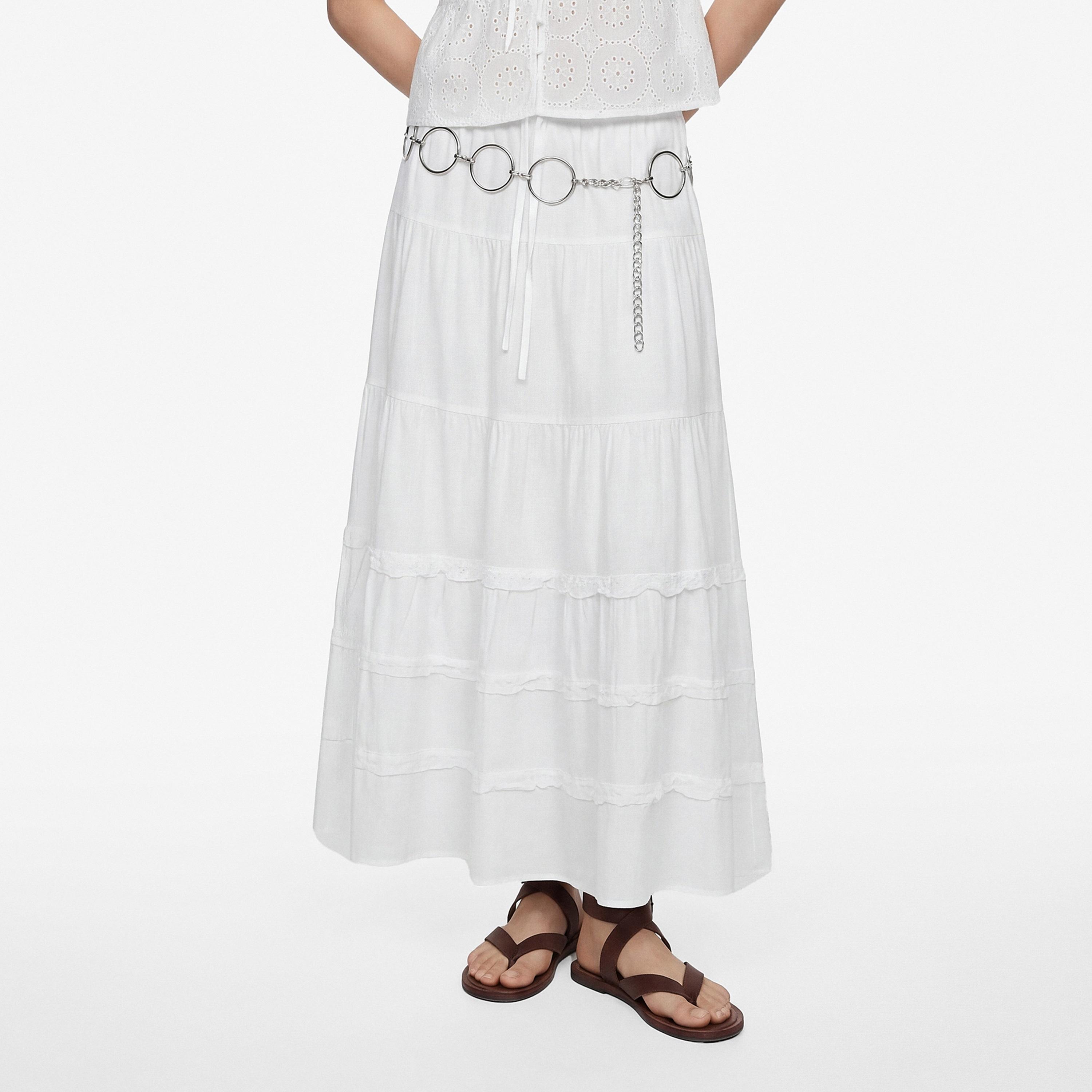 تنورة ميدي نسائية قطنية بتصميم طبقات من كوتون-women-clothing-bottoms-skirts-image-1
