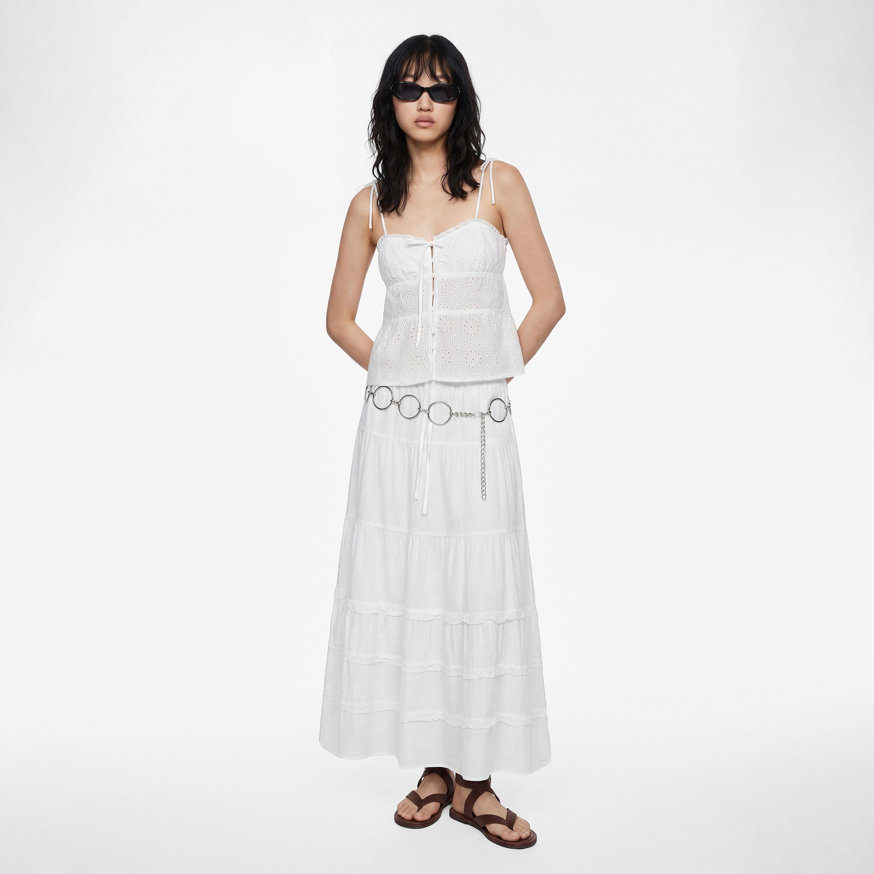 تنورة ميدي نسائية قطنية بتصميم طبقات من كوتون-women-clothing-bottoms-skirts-image-2